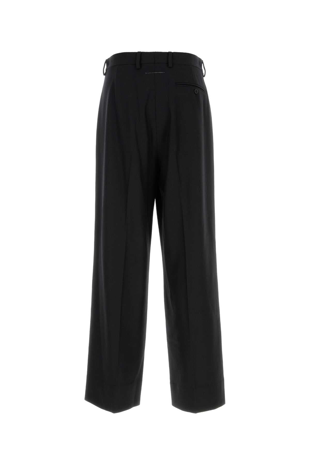 Black wool blend wide-leg pant - мініатюра 2