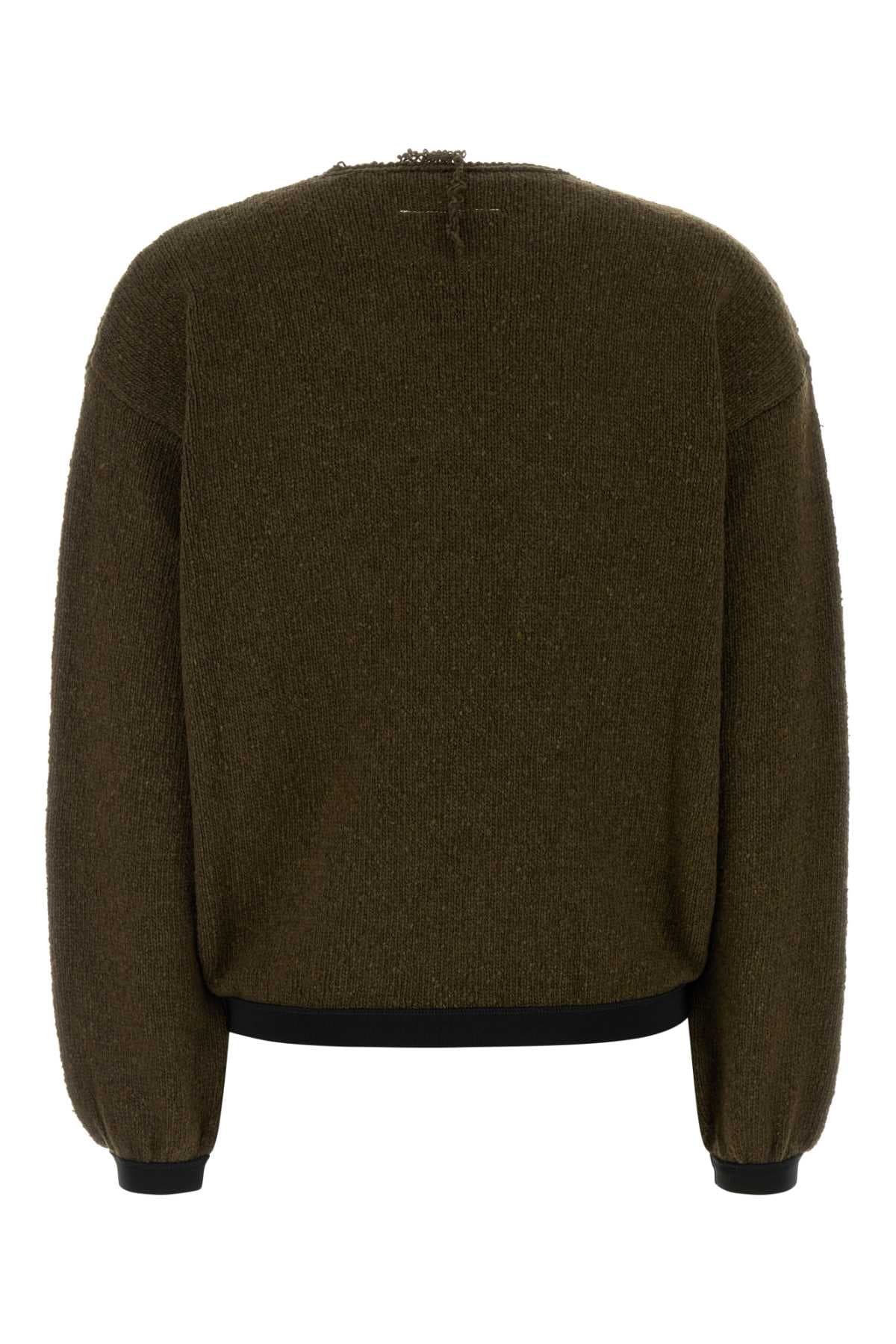Olive green mohair blend sweater - мініатюра 2