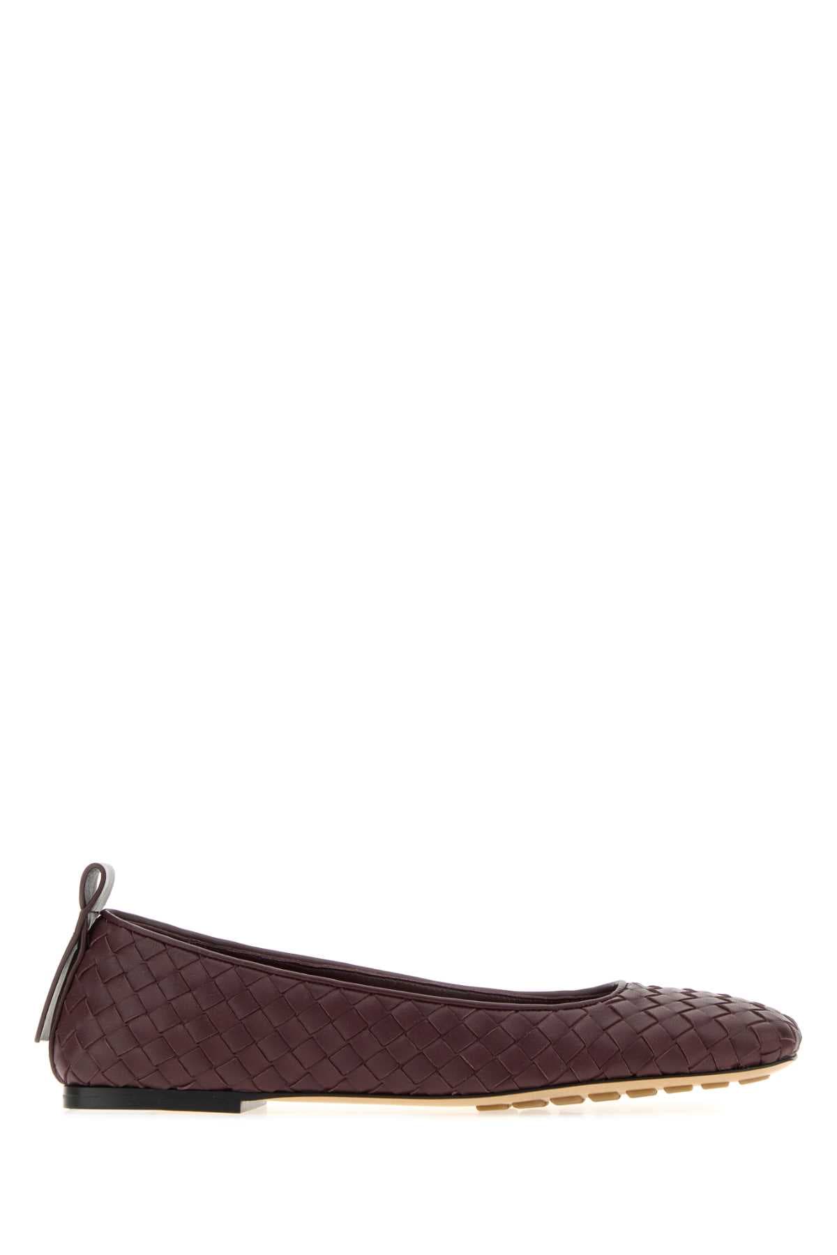Aubergine leather Charlotte ballerinas