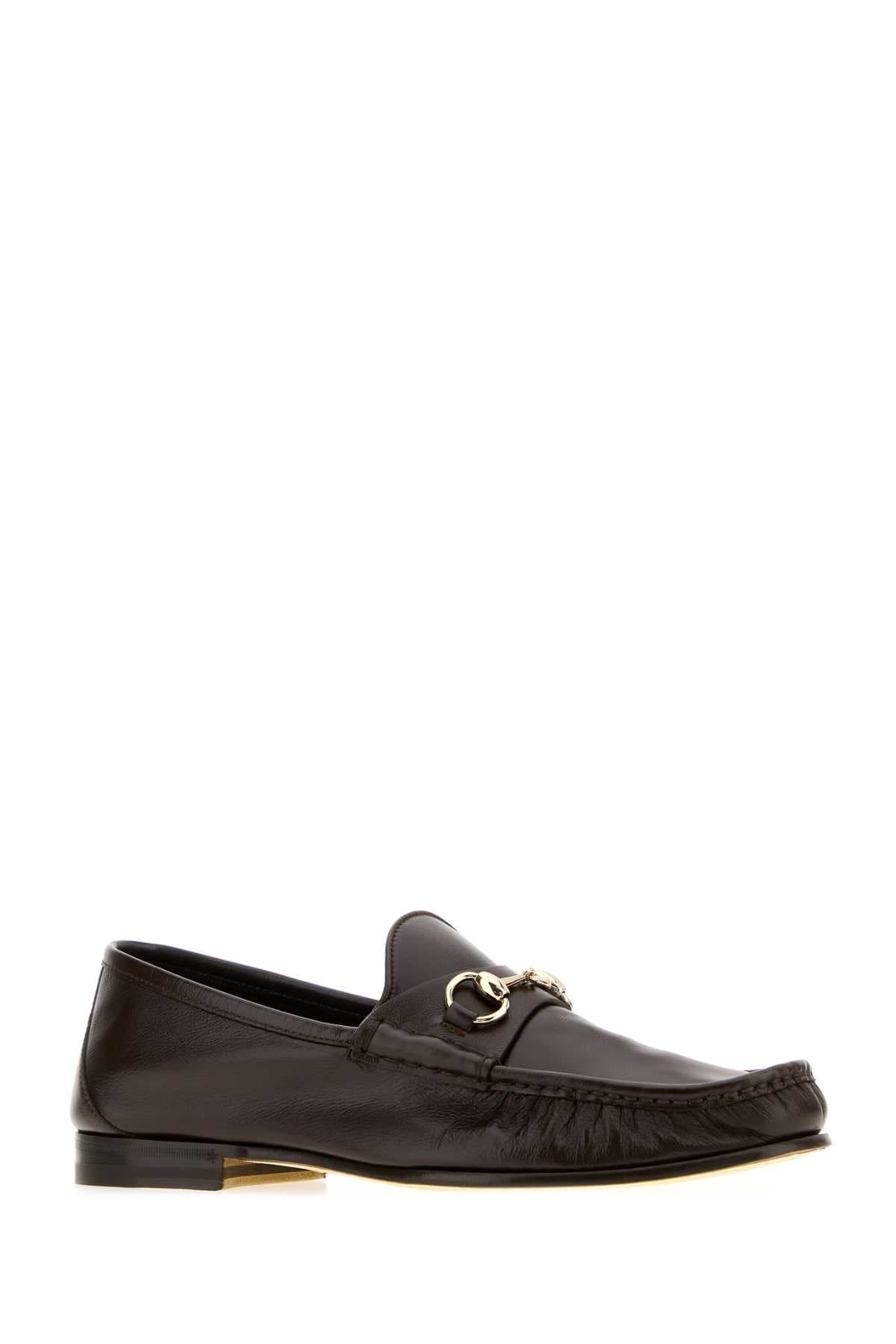 Dark brown leather Gucci Lugano loafers - мініатюра 2