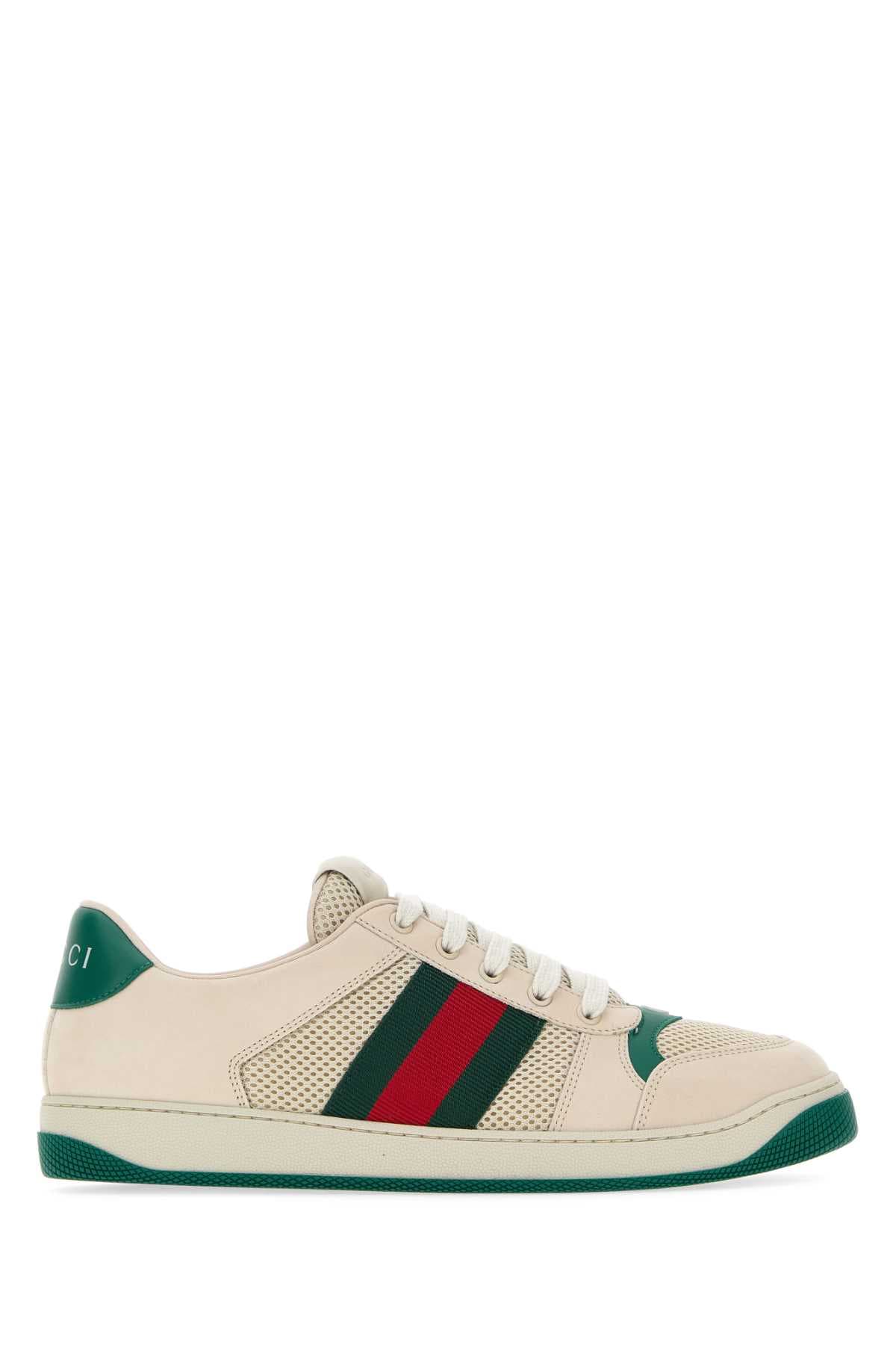 Ivory mesh and suede Screener sneakers