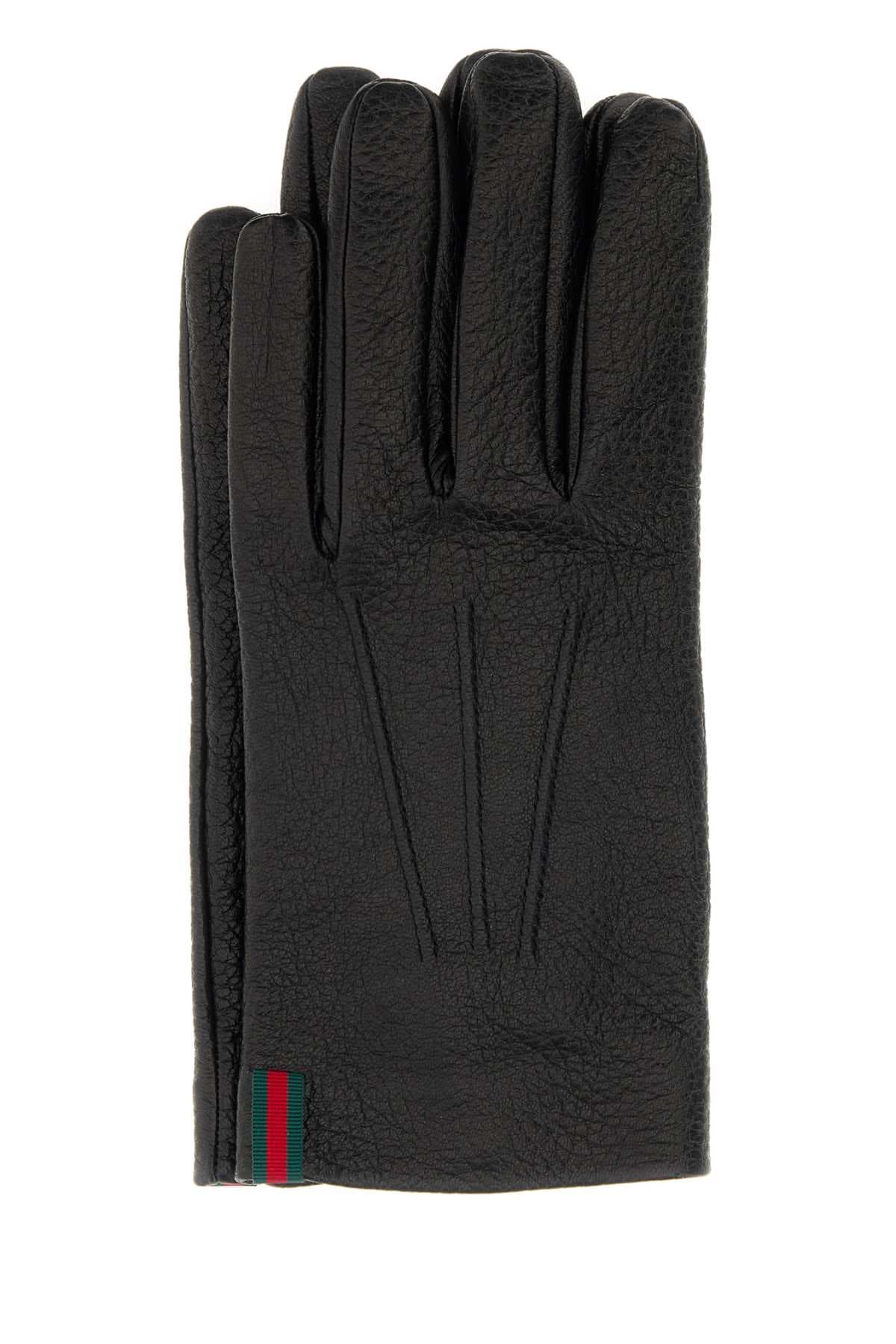 Black leather gloves