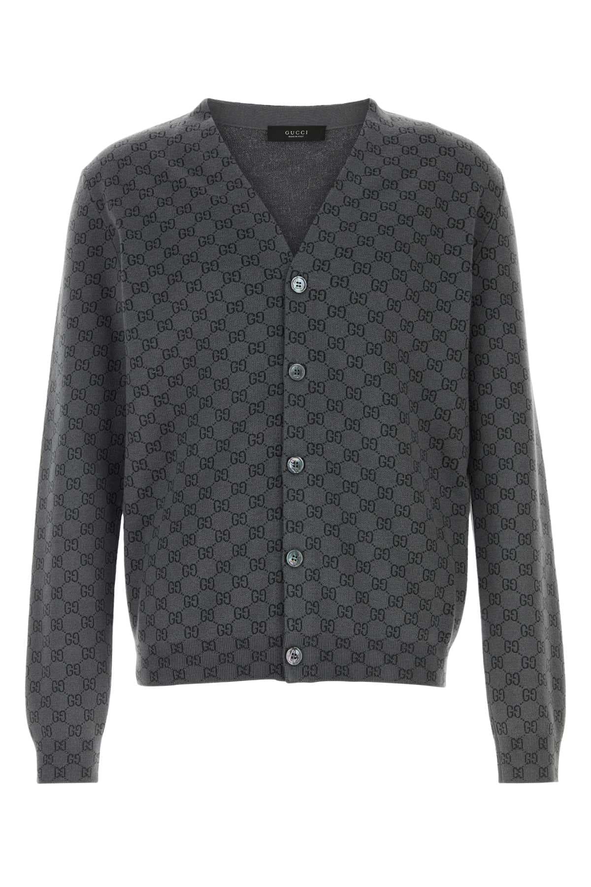 Embroidered wool blend cardigan