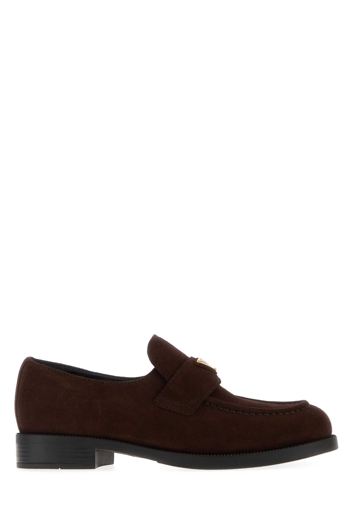 Dark brown suede loafers
