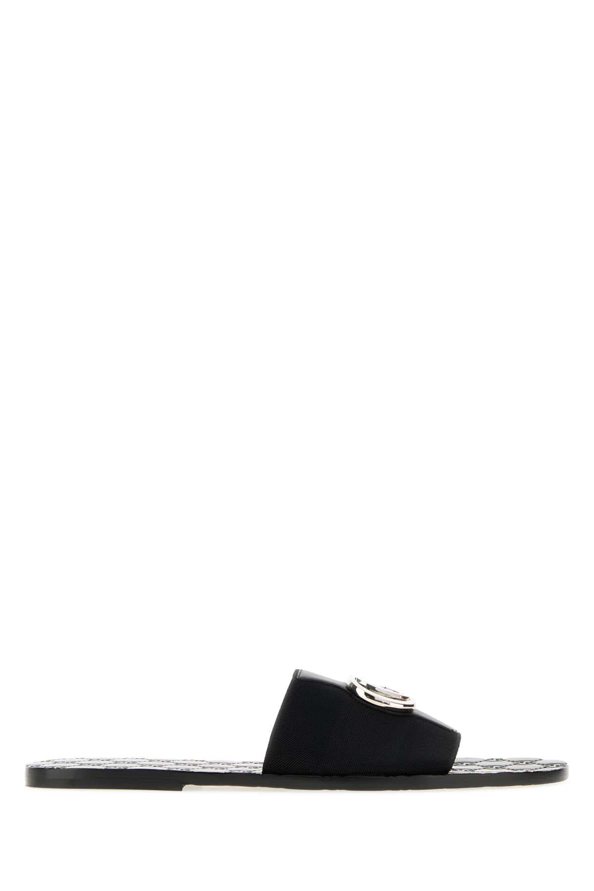 Black fabric Riviera slippers