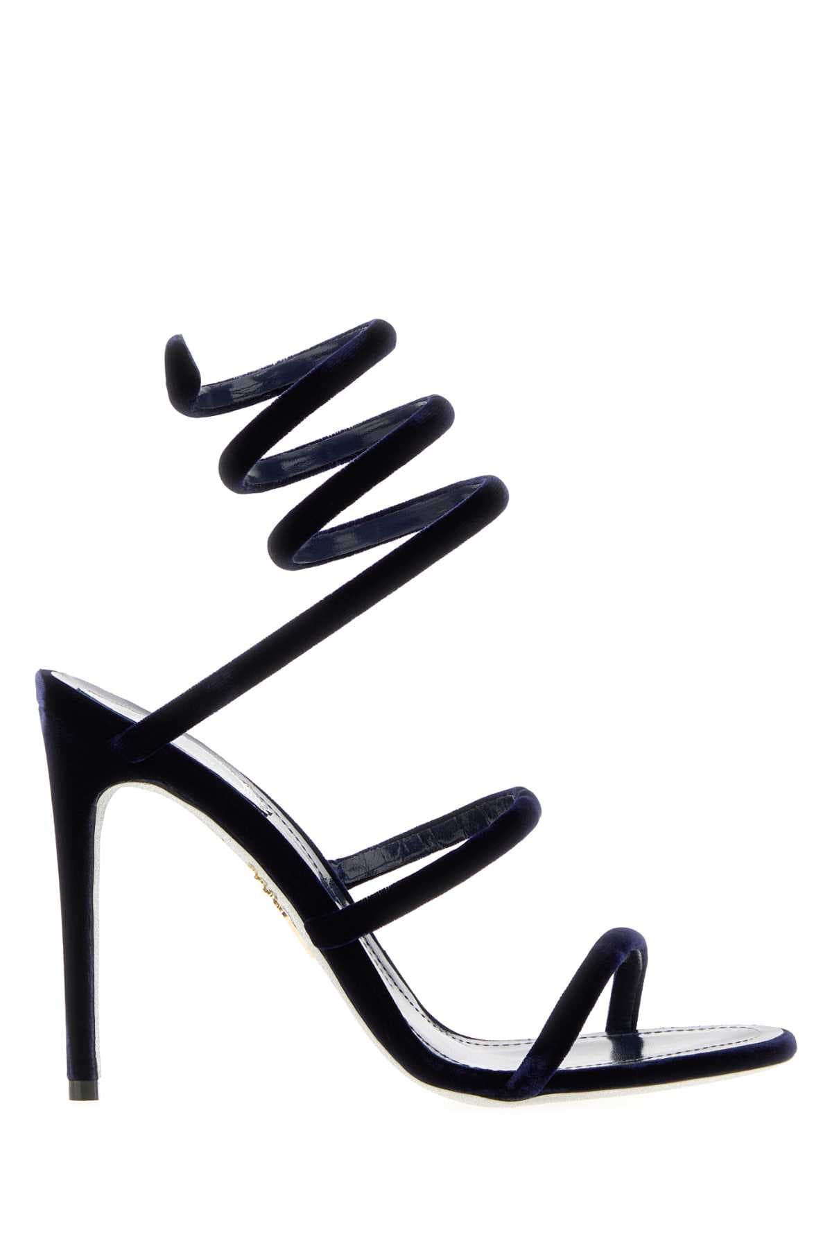 Midnight blue velvet Cleo sandals