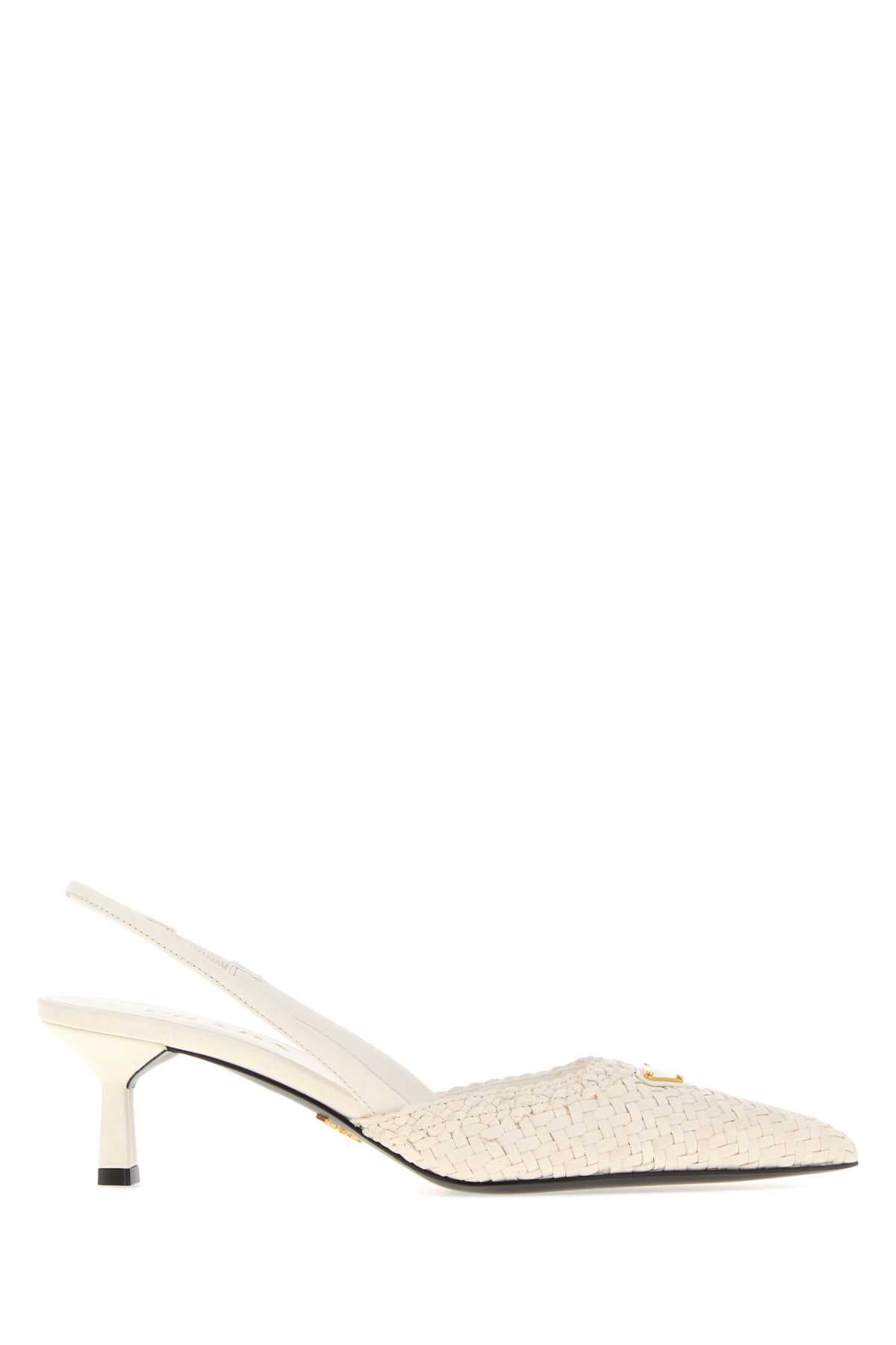 White leather pumps
