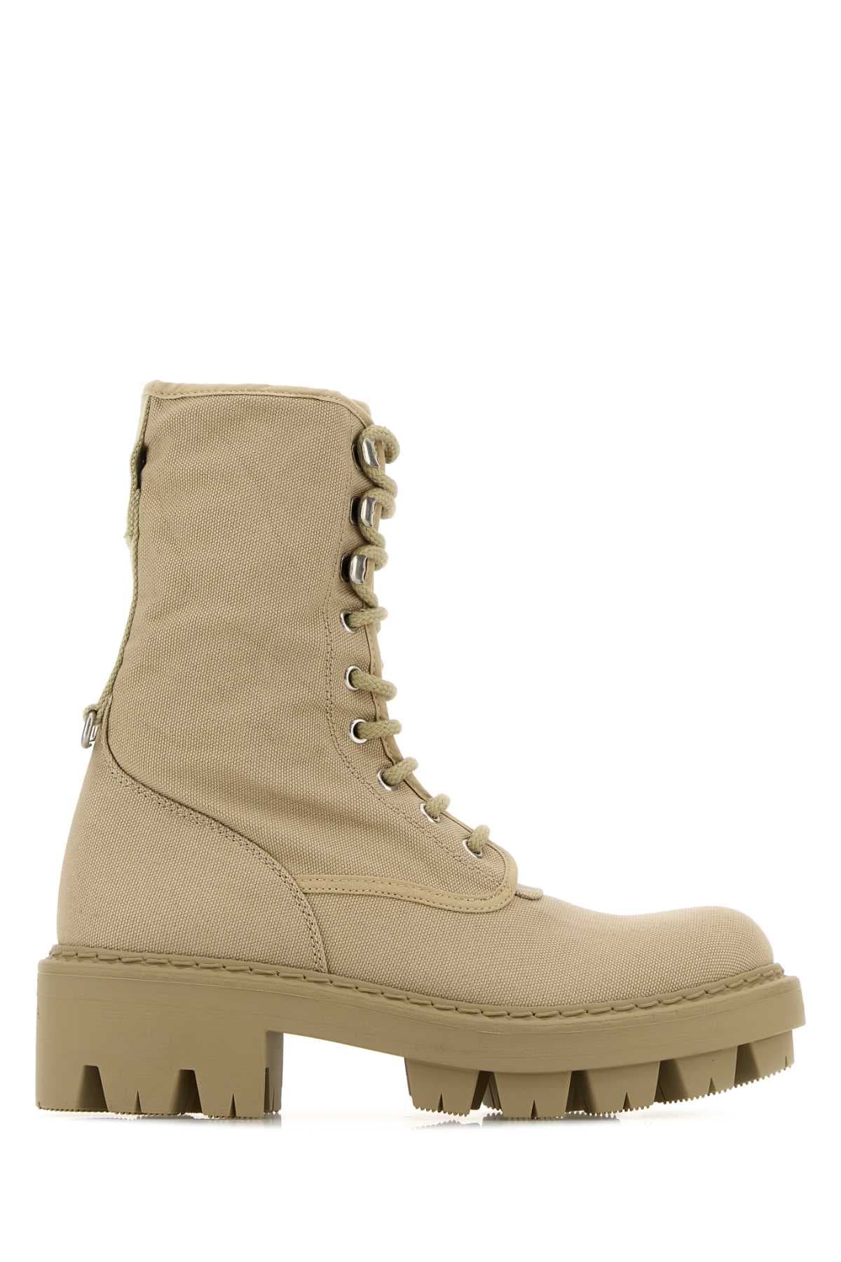 Beige canvas boots