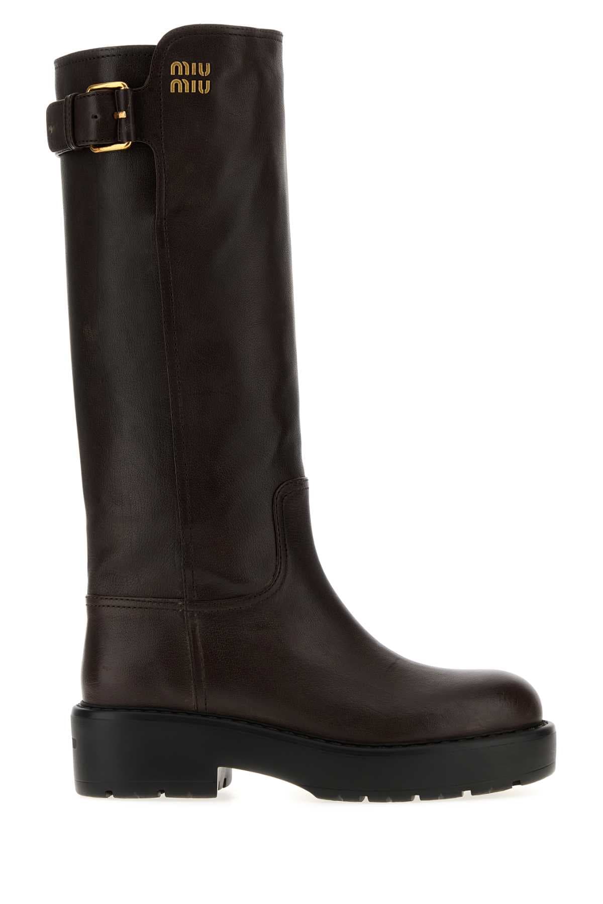 Dark brown leather boots