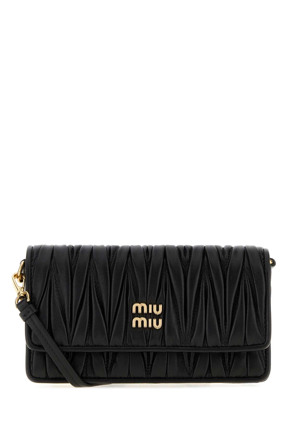 Black nappa leather mini crossbody bag