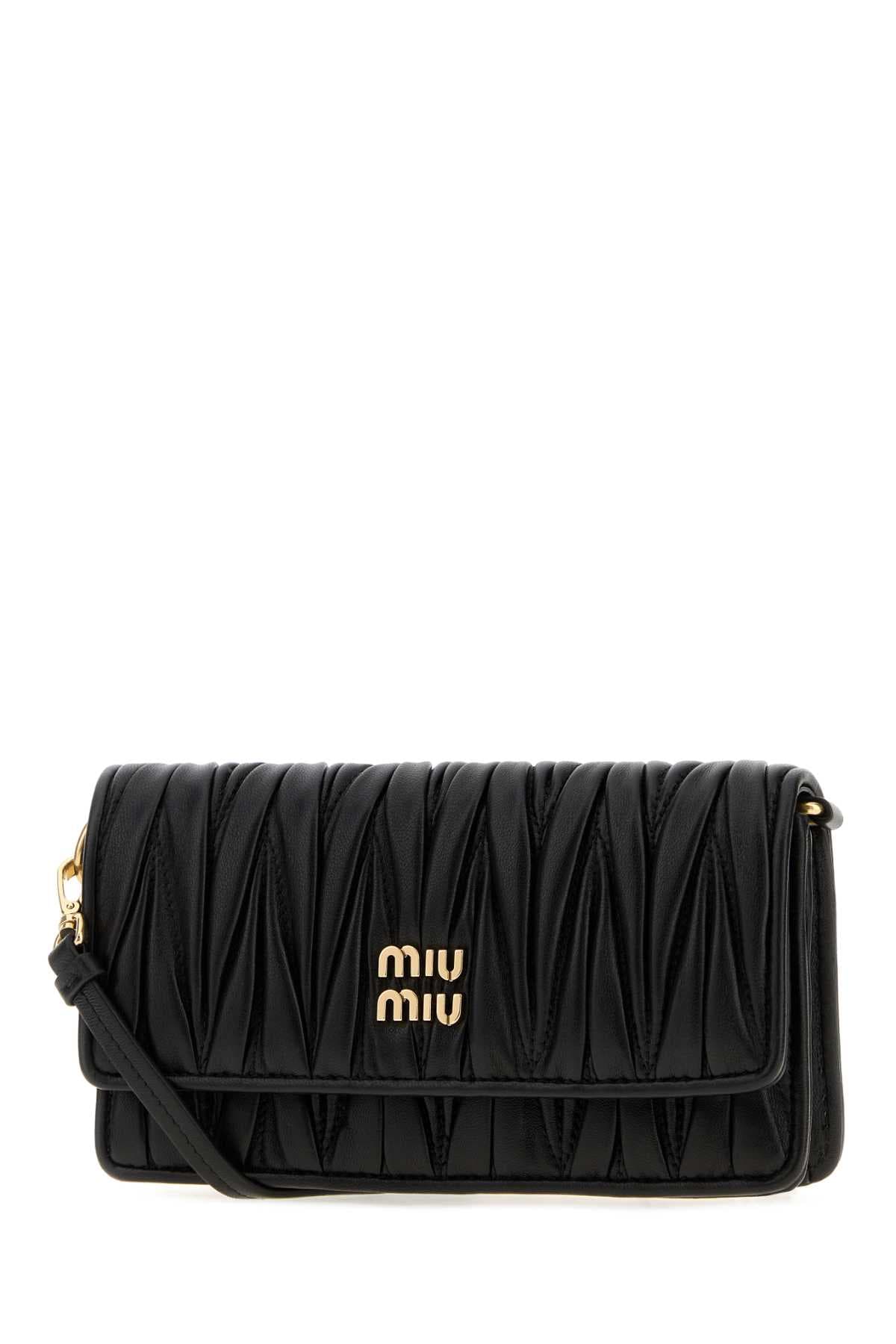 Black nappa leather mini crossbody bag - мініатюра 2