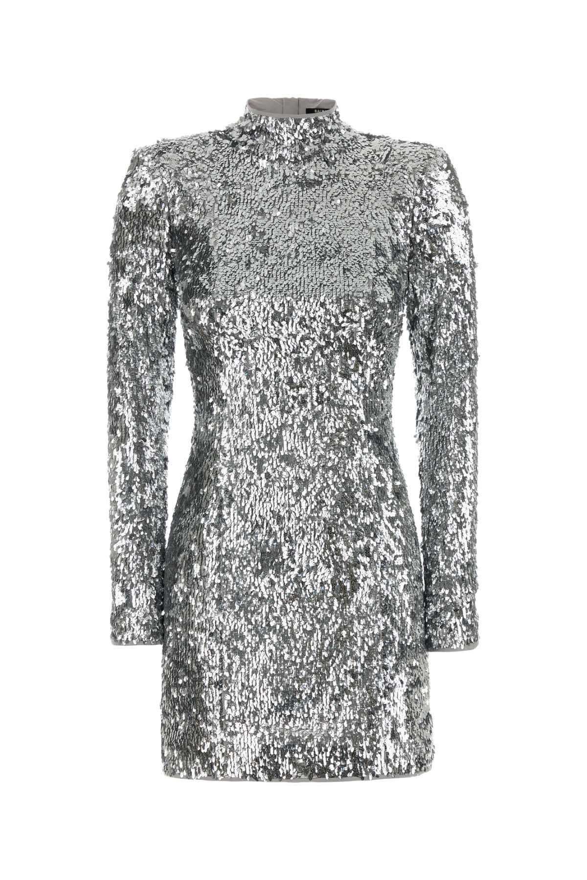 Silver sequins mini dress