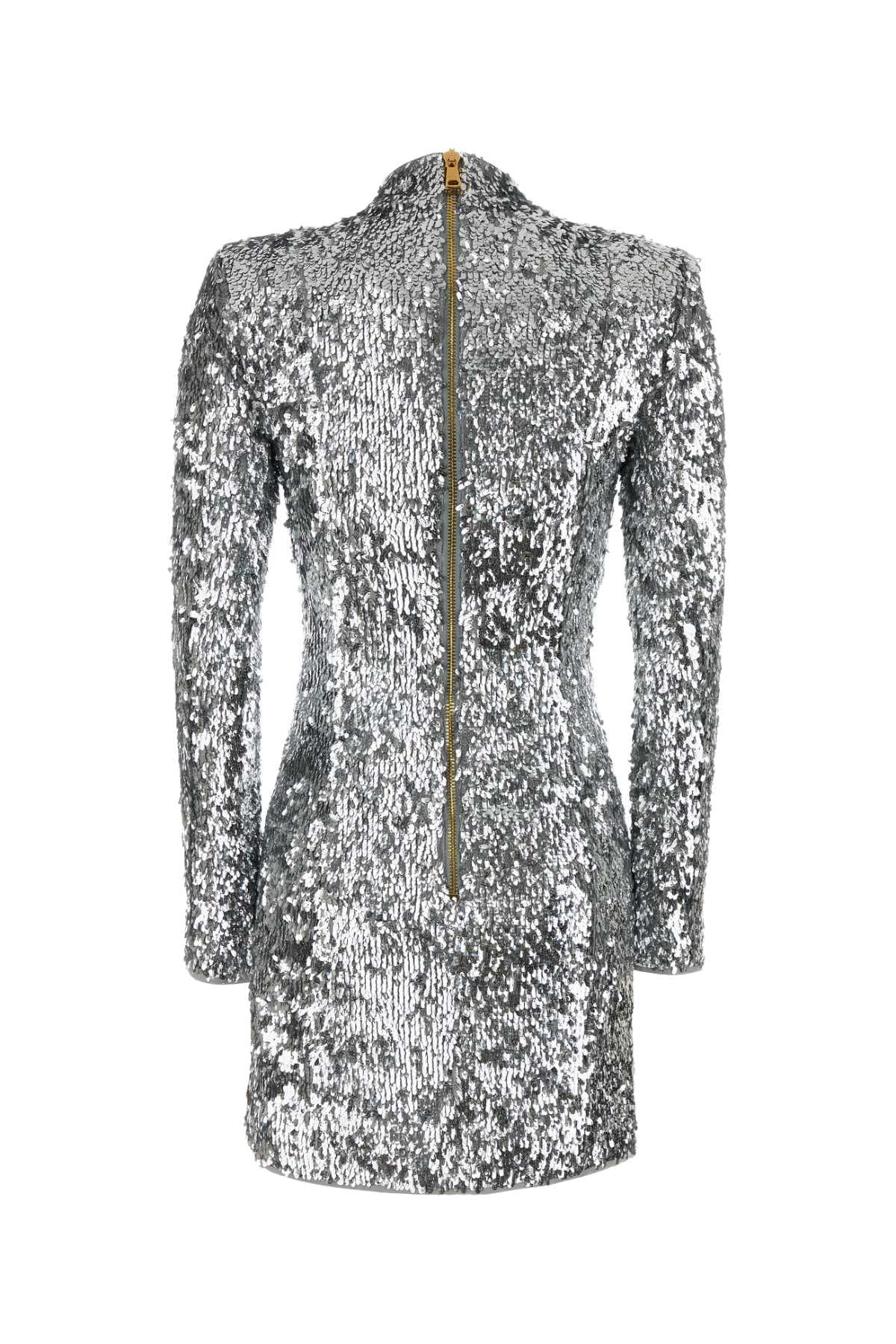 Silver sequins mini dress - мініатюра 2