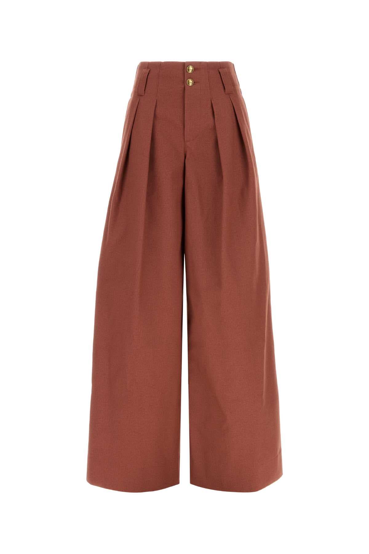 Red cotton wide-leg pant