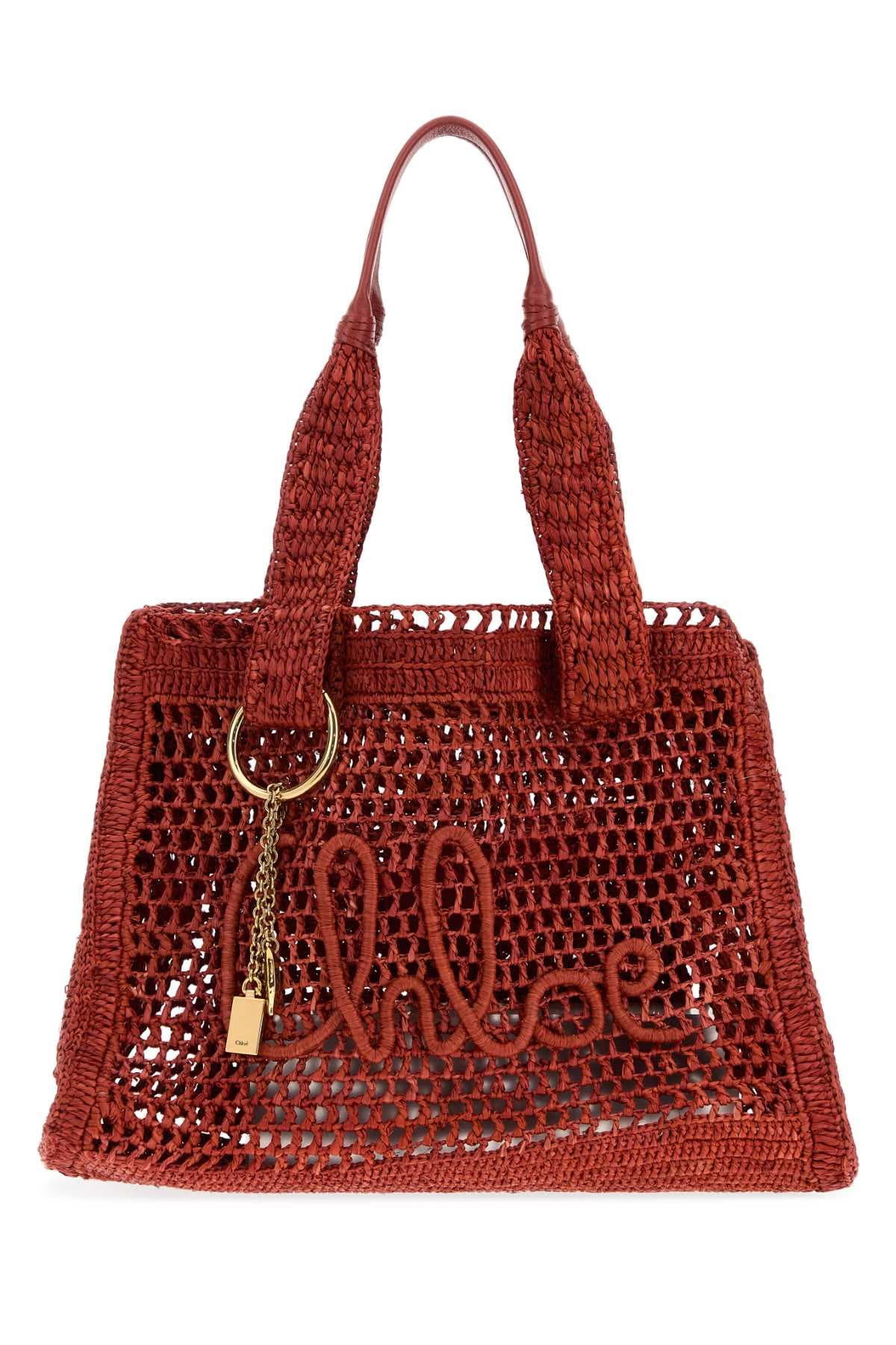 Red raffia East-West Summer Banana shopping bag