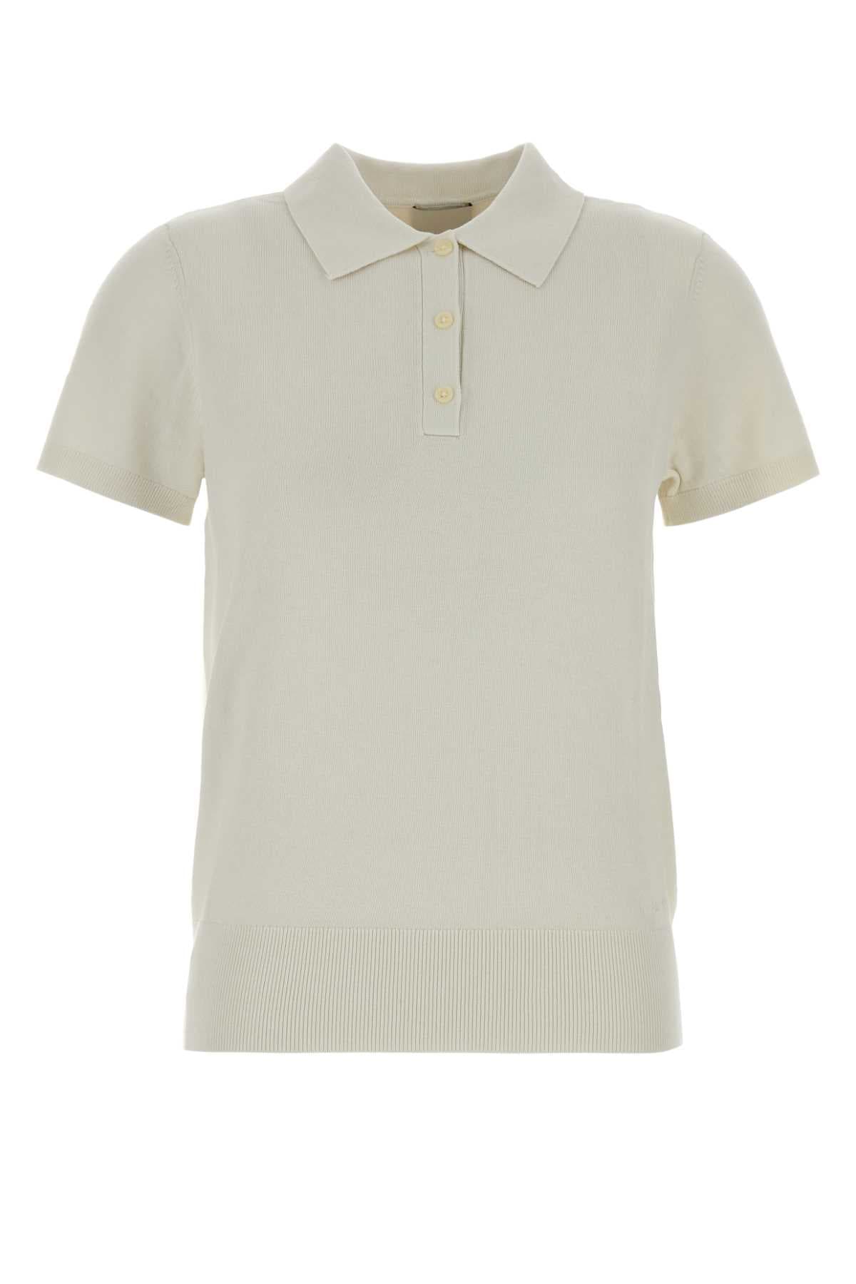 White knit polo shirt