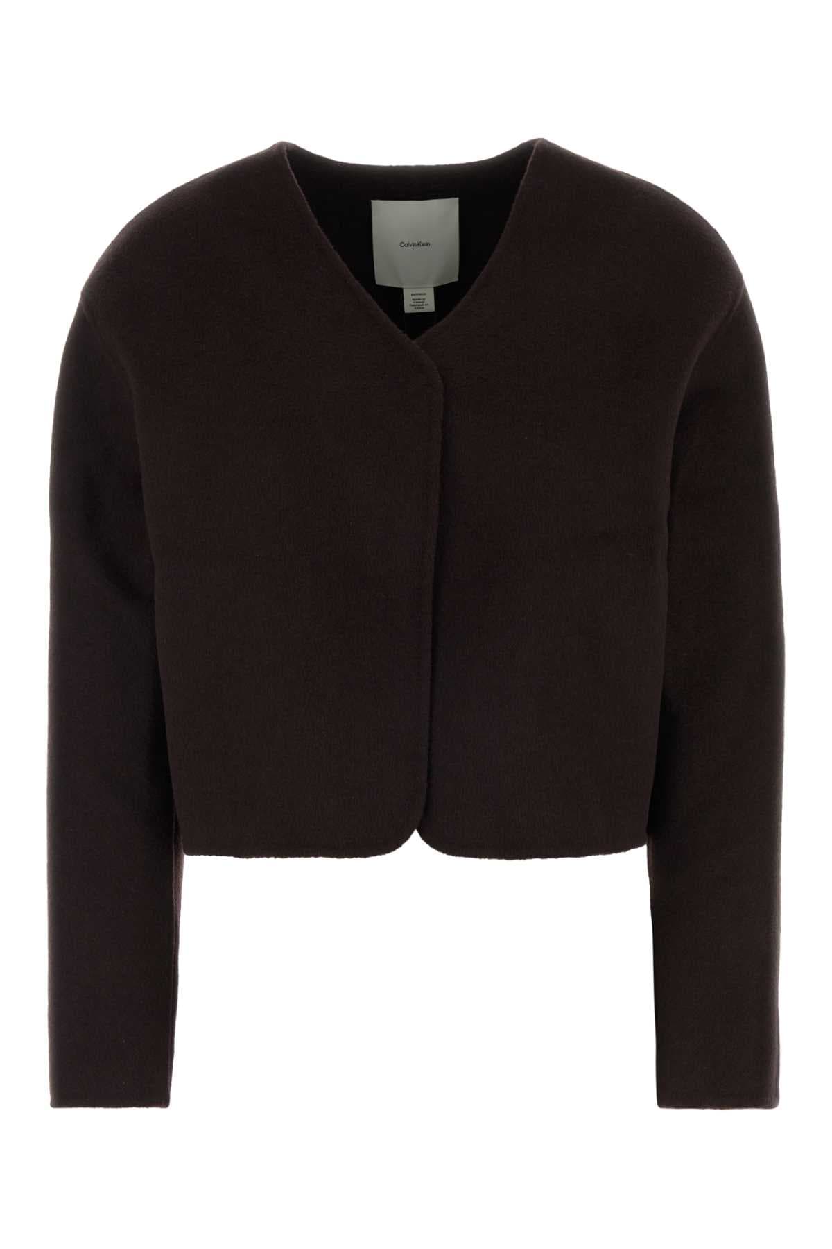Dark brown wool blend blazer