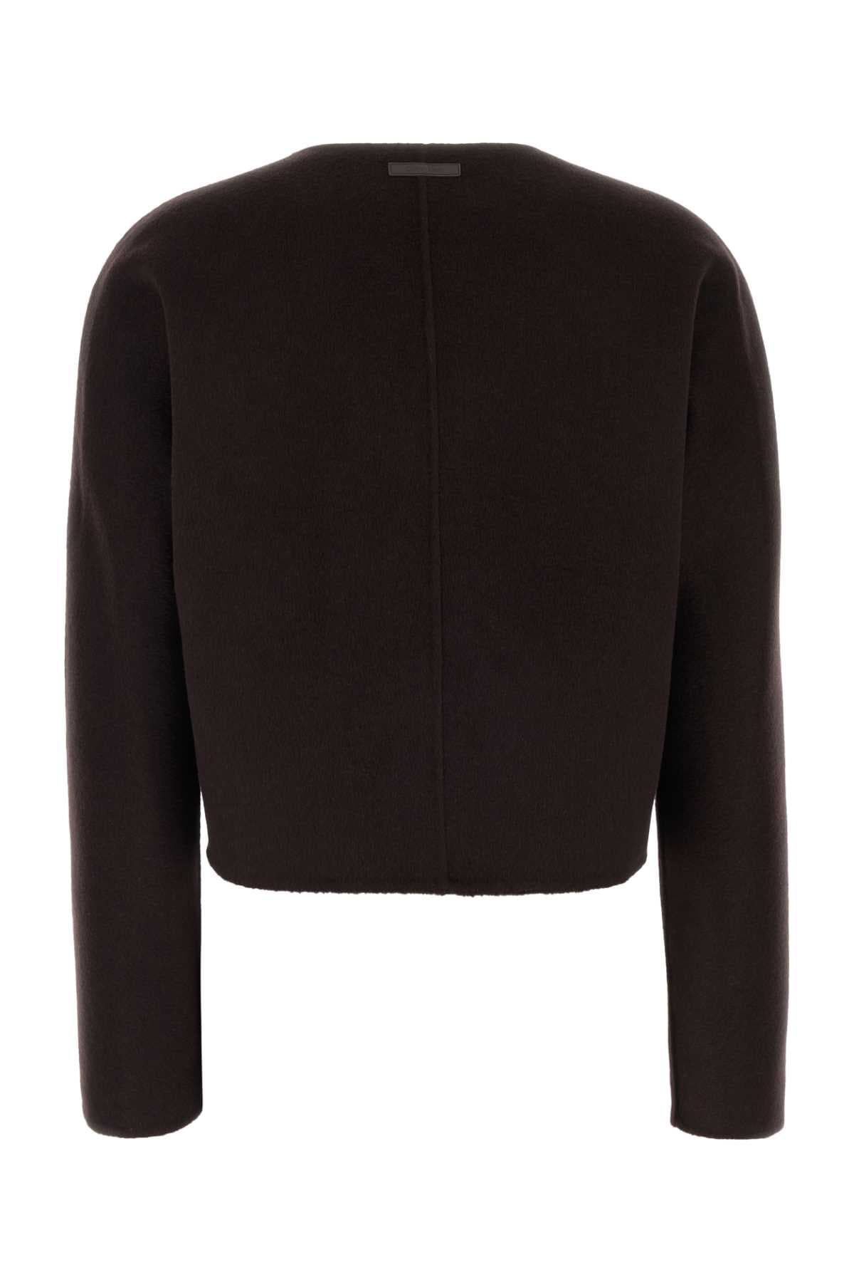 Dark brown wool blend blazer - мініатюра 2