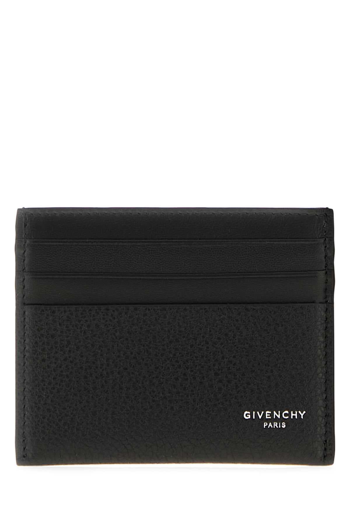 Black leather card holder