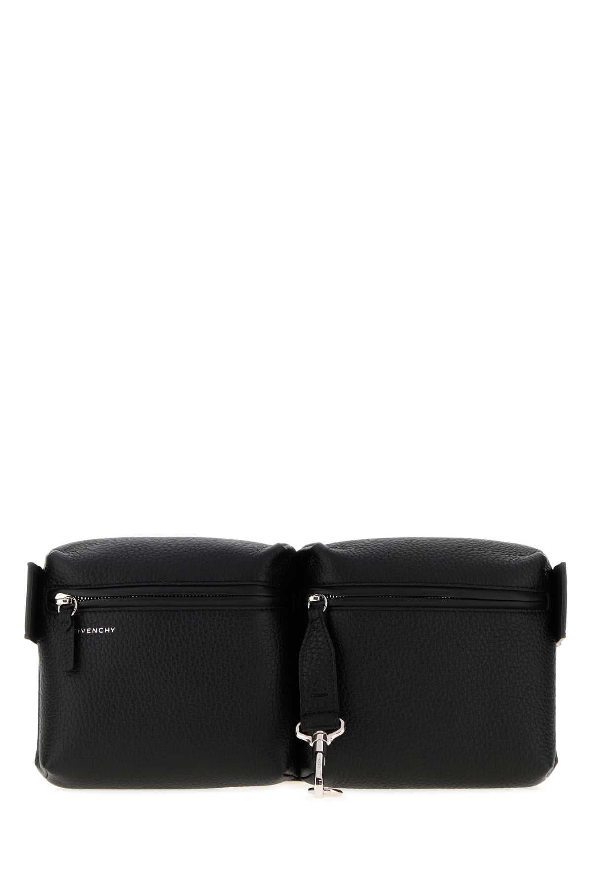 Black leather Fold belt bag