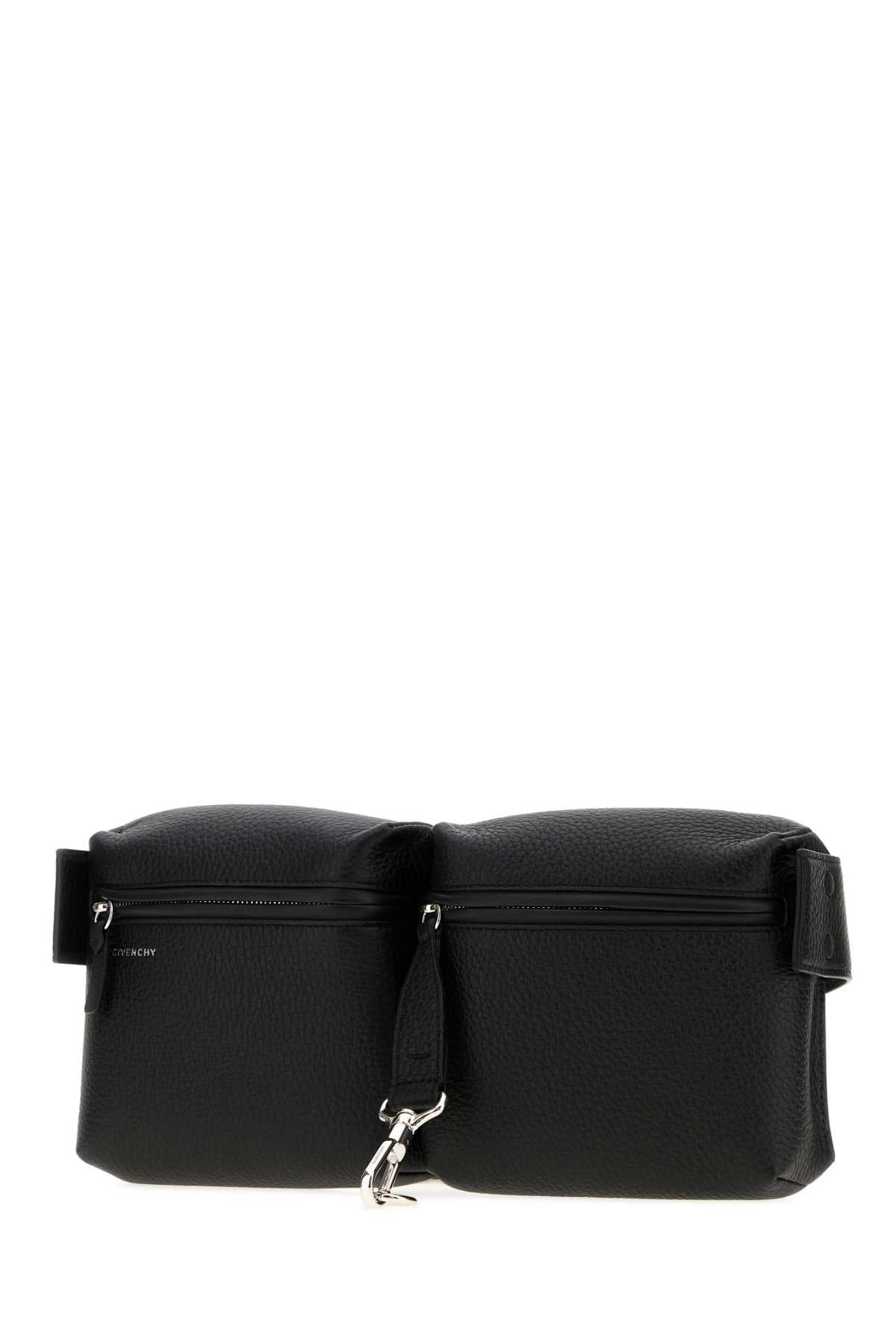Black leather Fold belt bag - мініатюра 2
