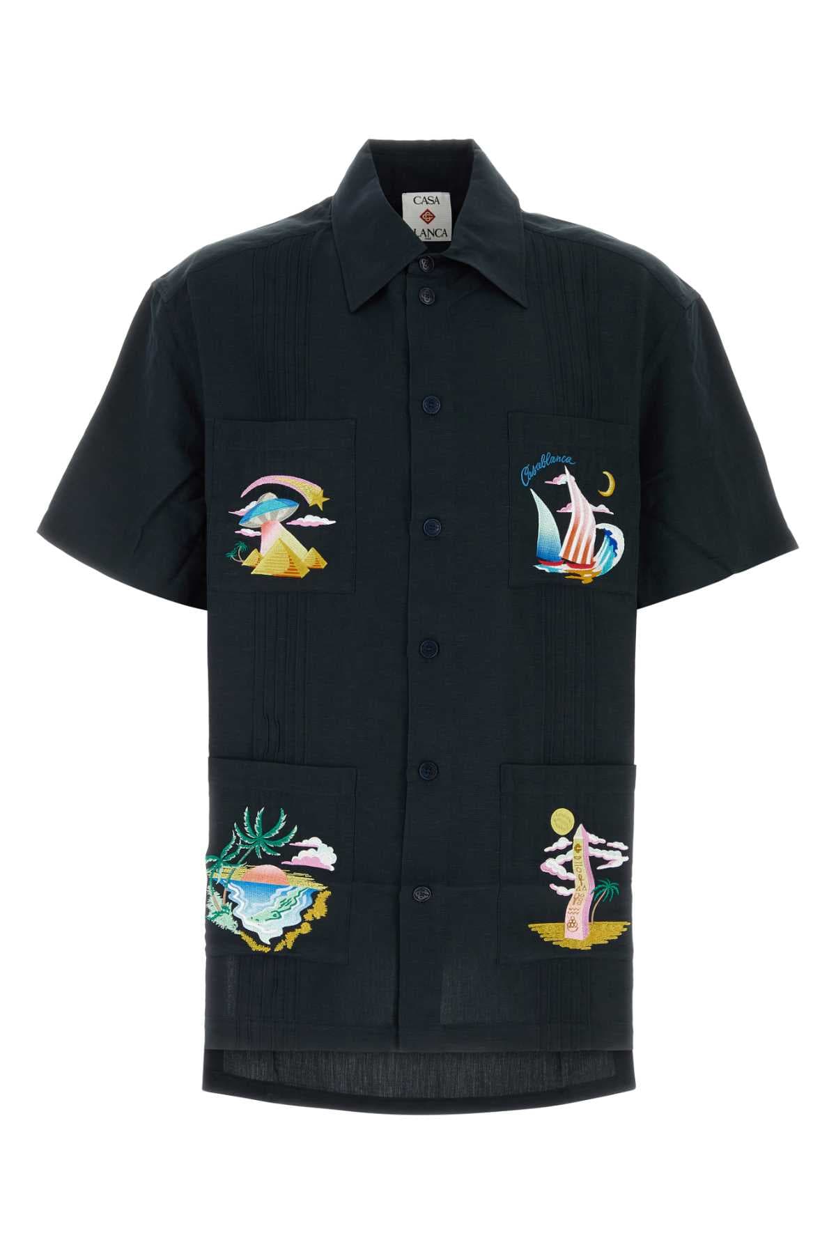 Midnight blue viscose blend shirt