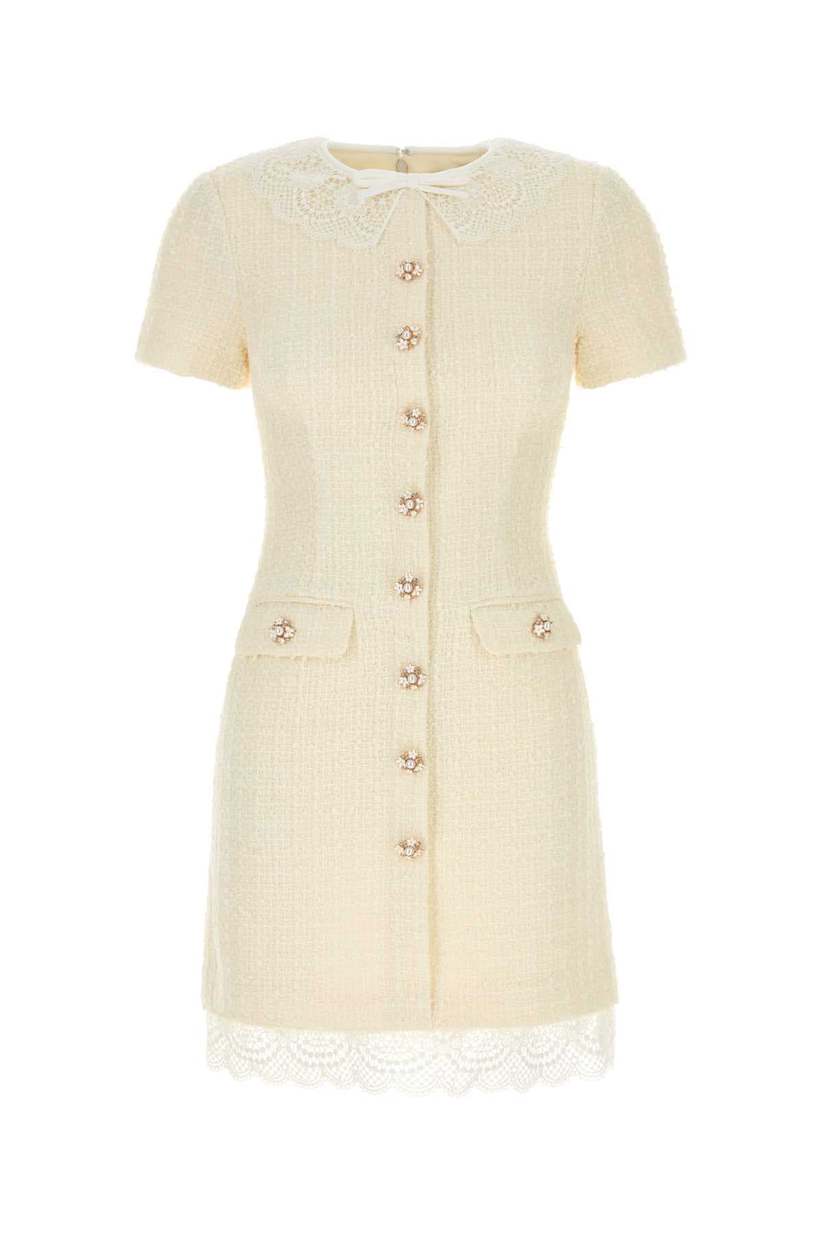 Ivory boucle mini dress