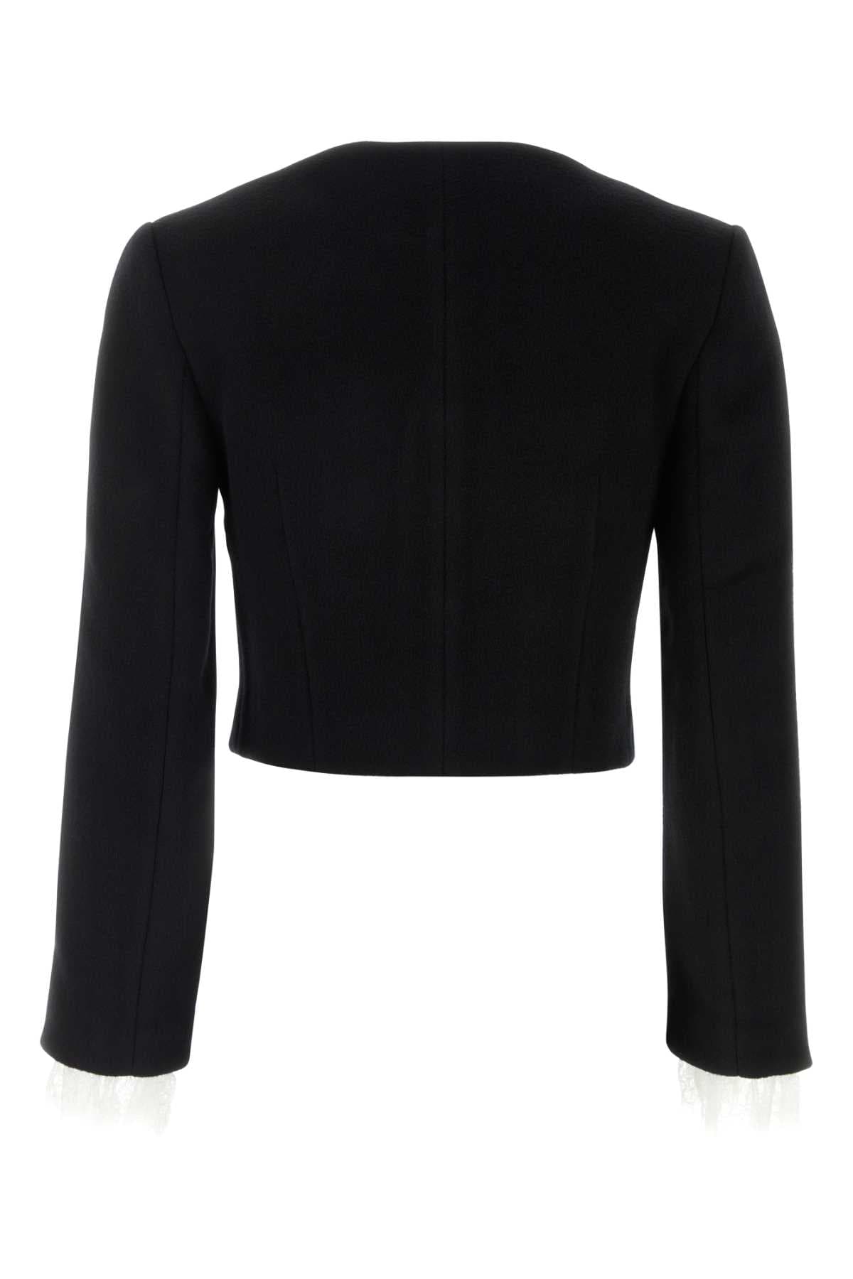 Black wool blend blazer - мініатюра 2