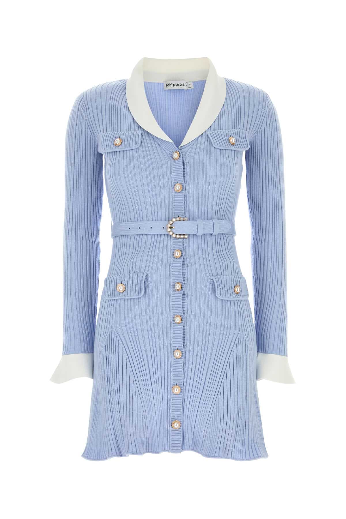 Powder blue knit mini dress