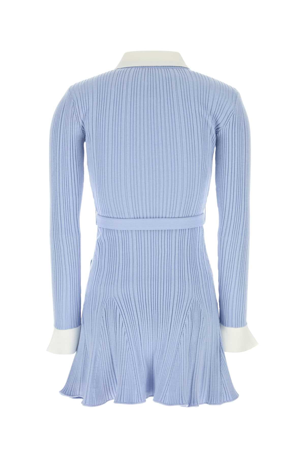 Powder blue knit mini dress - мініатюра 2