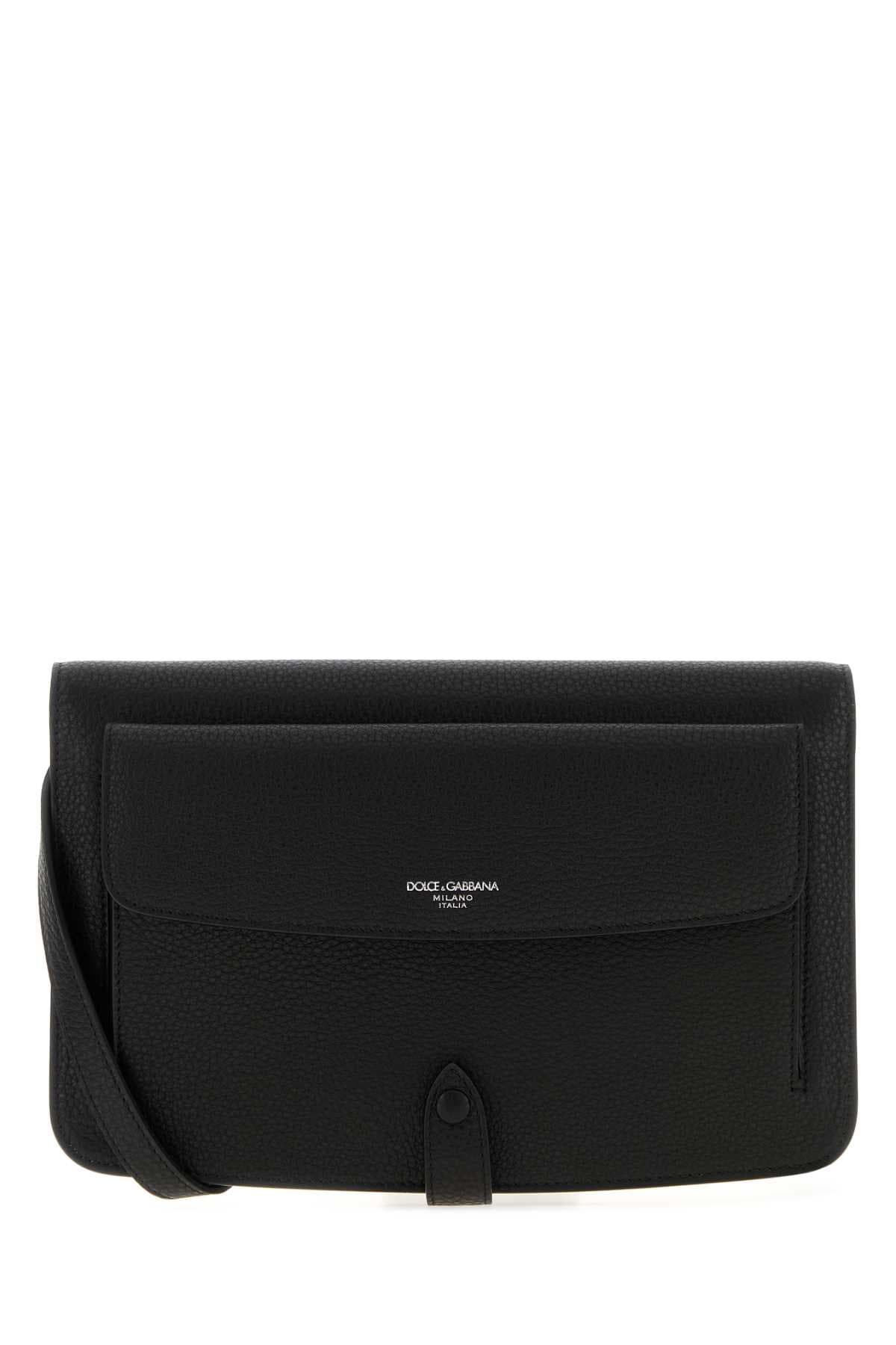Black leather clutch