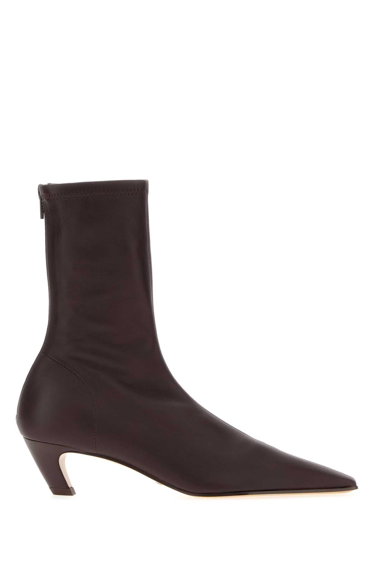 Aubergine nappa leather Arizona ankle boots