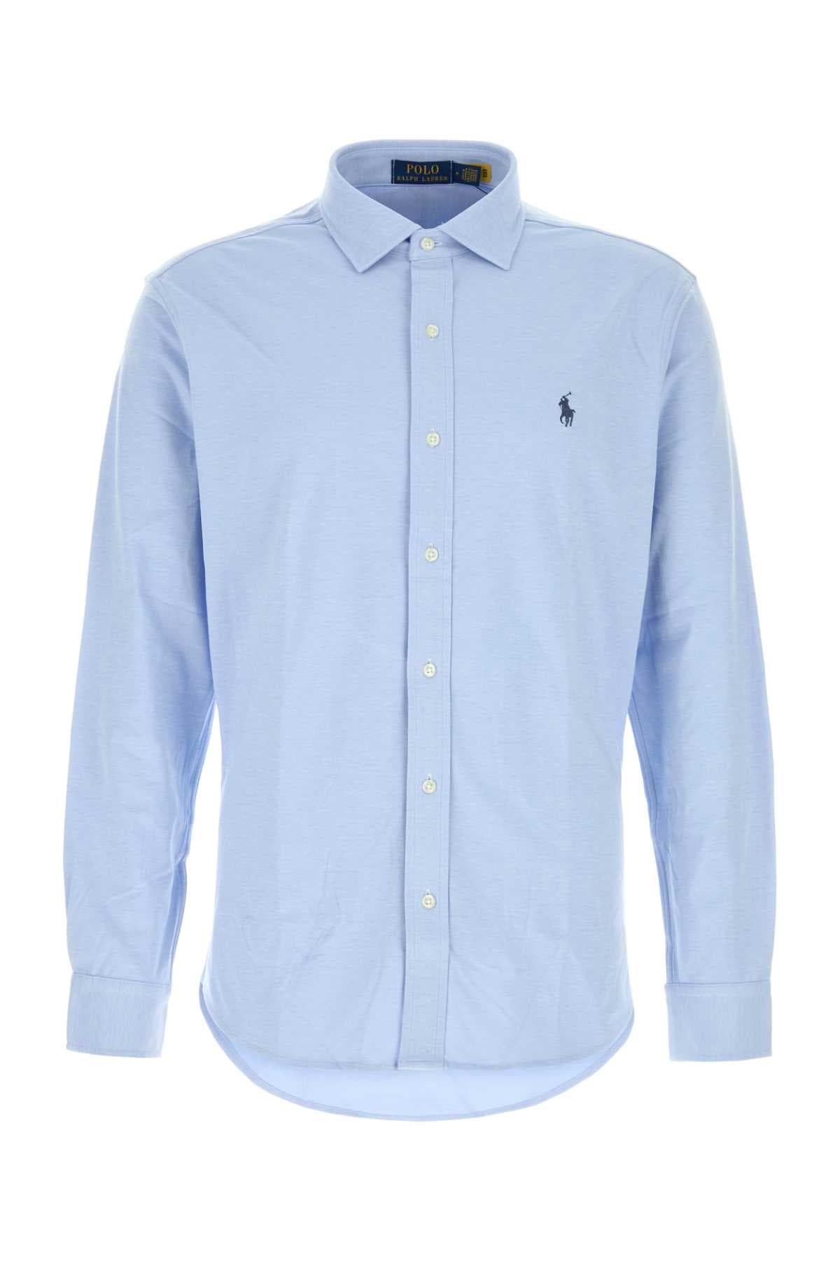 Light-blue cotton blend shirt