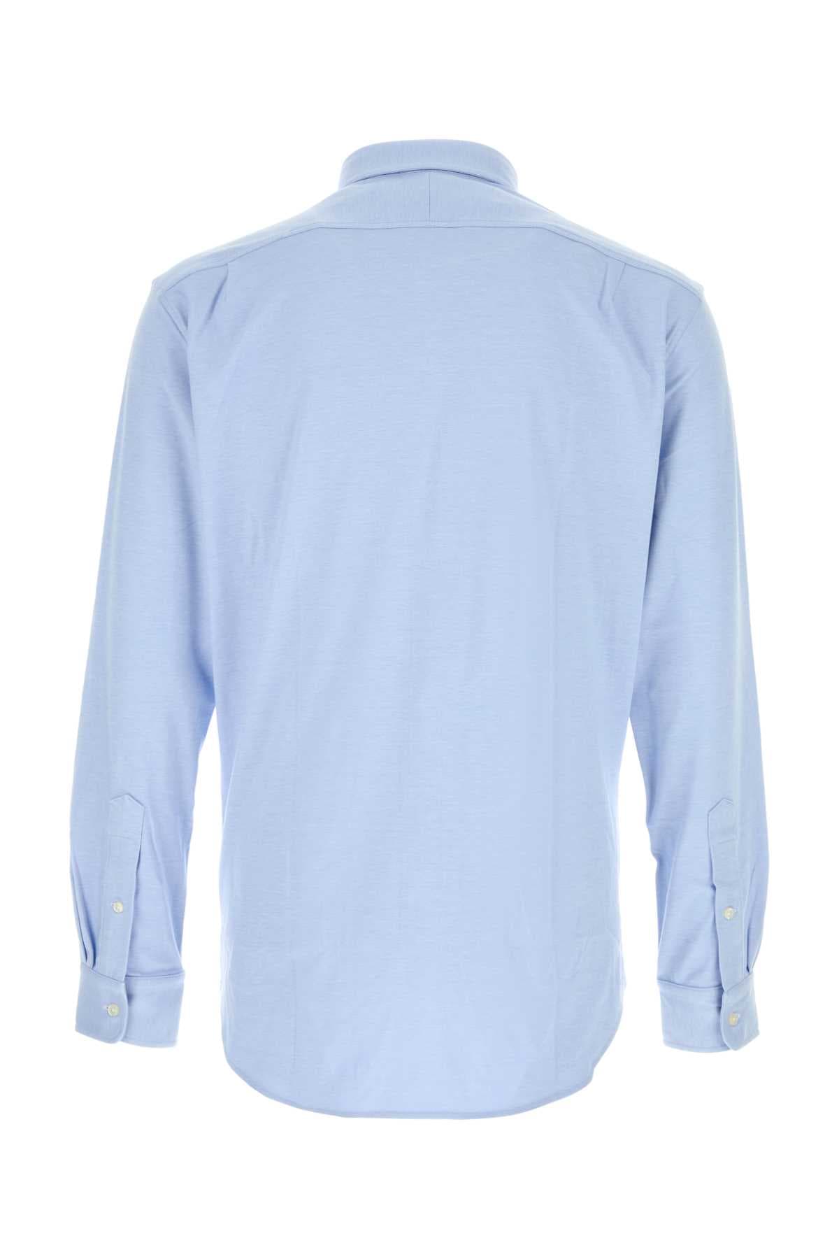 Light-blue cotton blend shirt - мініатюра 2