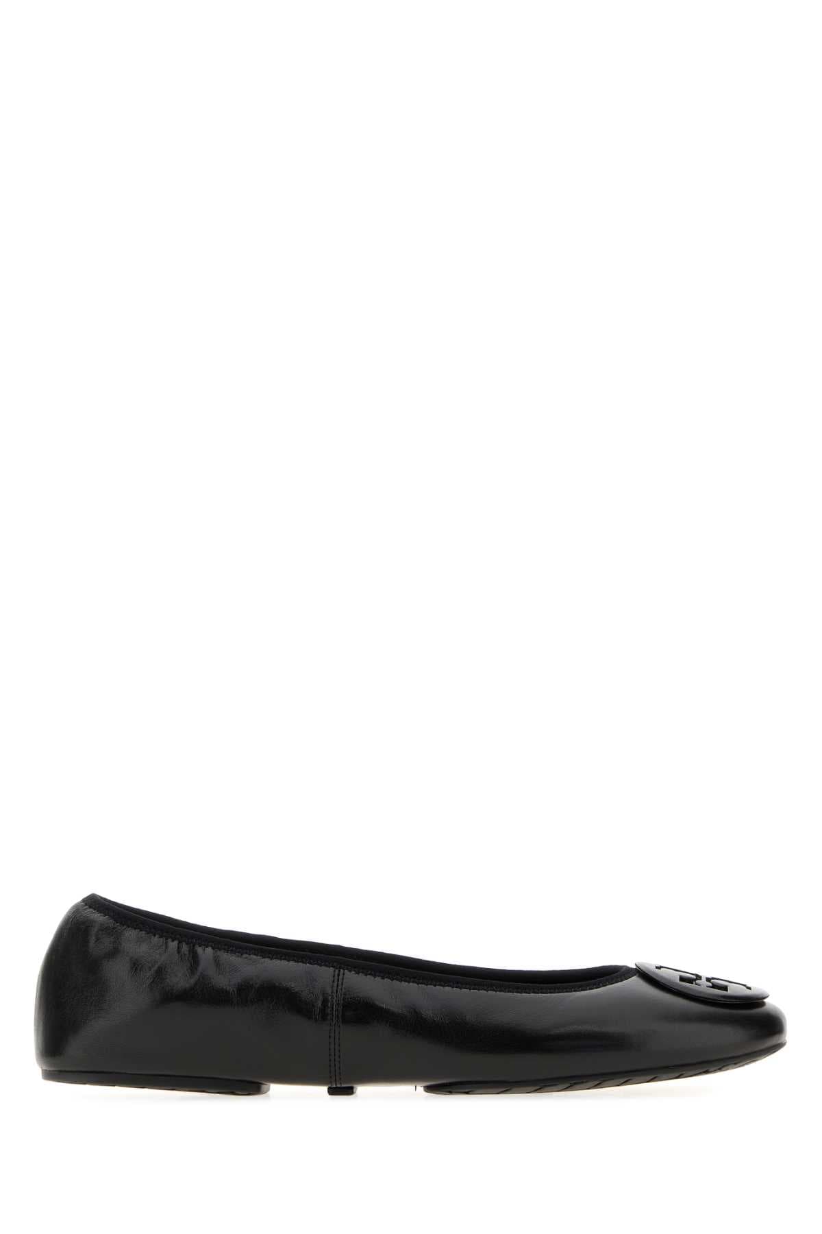Black leather Reva ballerinas