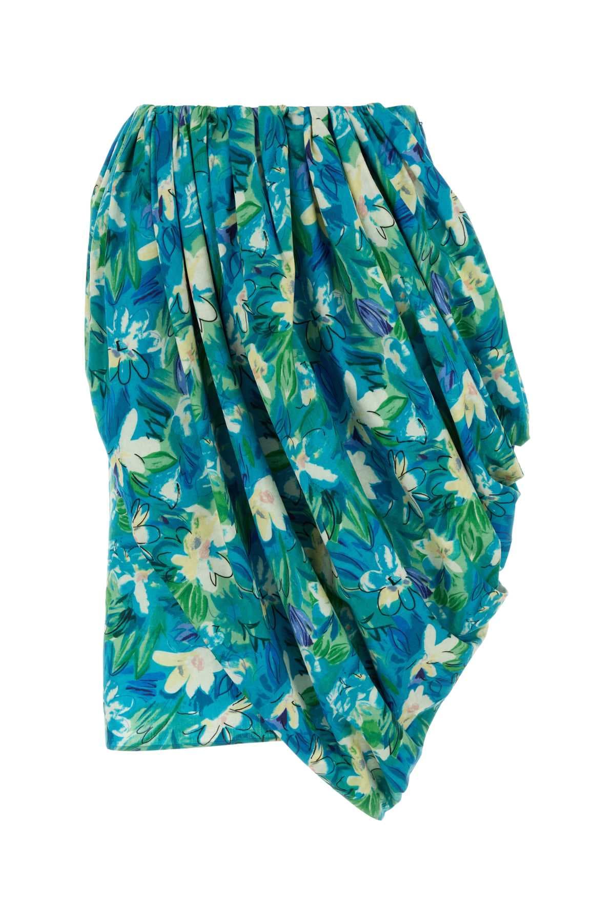 Printed poplin skirt
