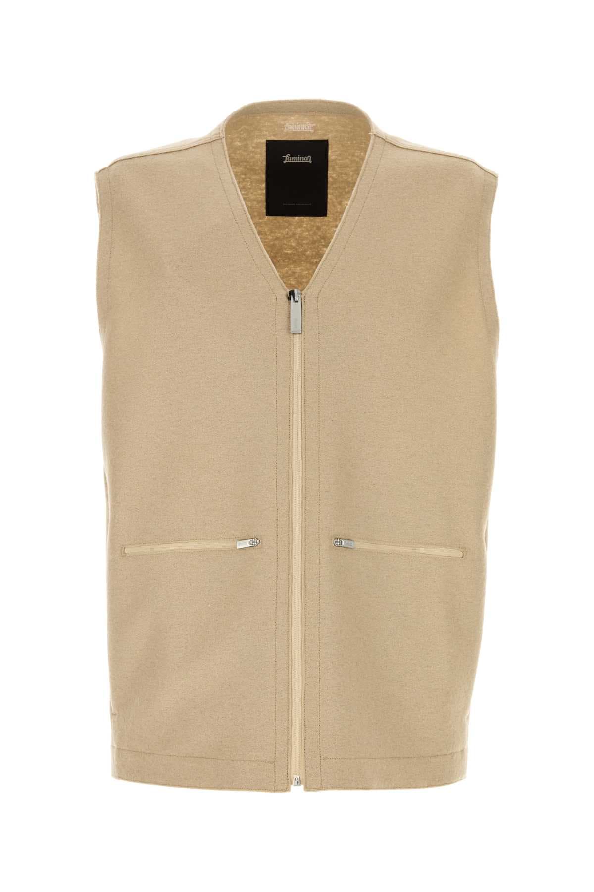 Beige wool vest