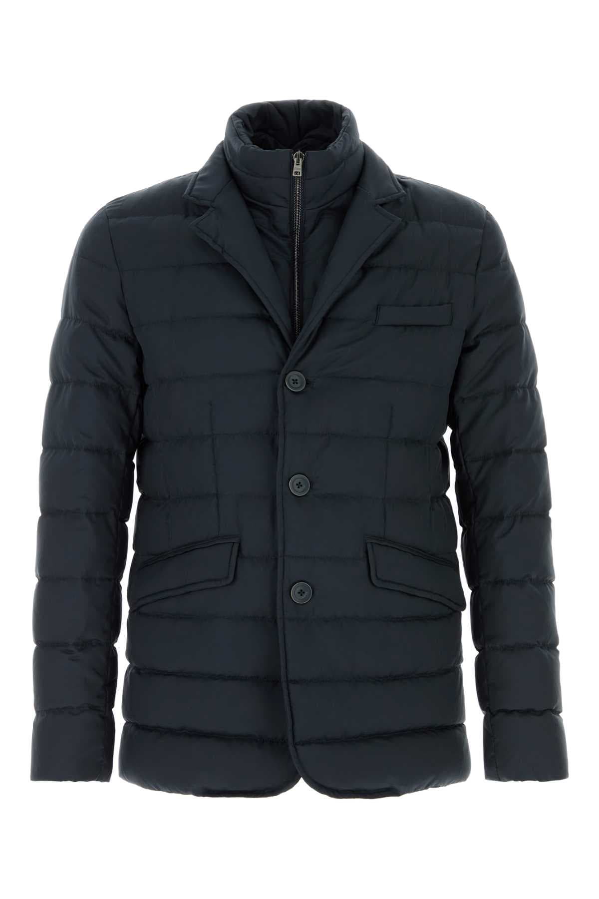 Navy blue polyester down jacket