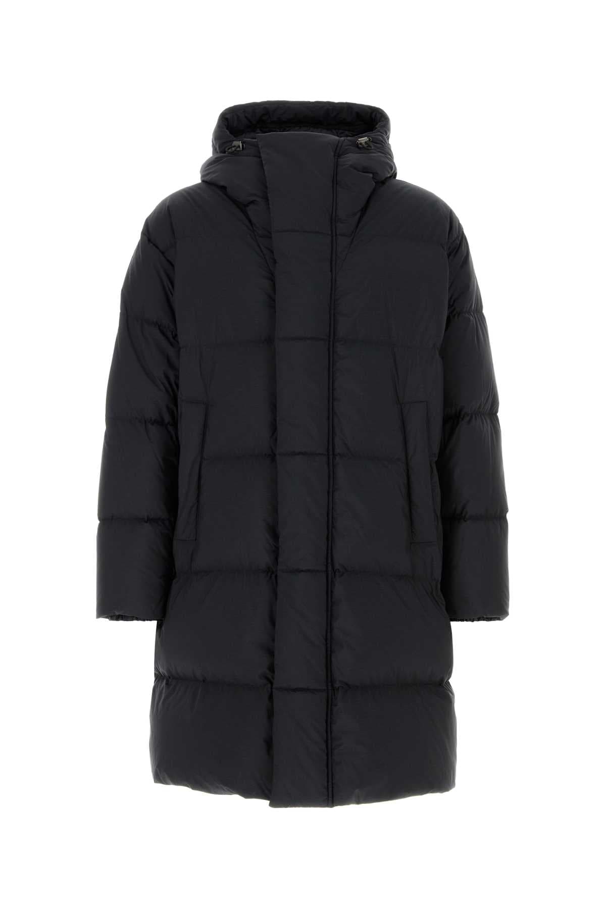 Black nylon blend down jacket