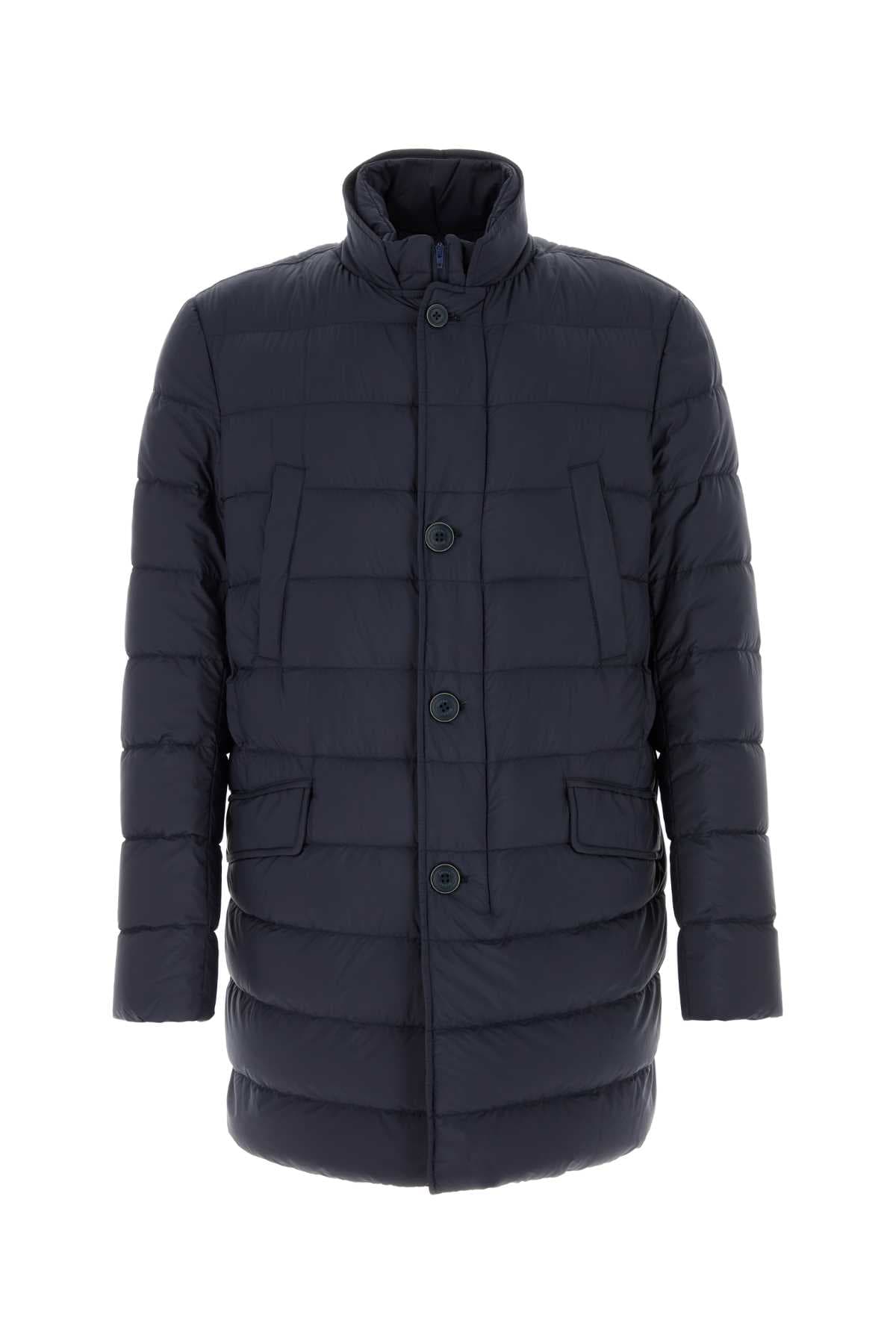 Navy blue nylon padded jacket