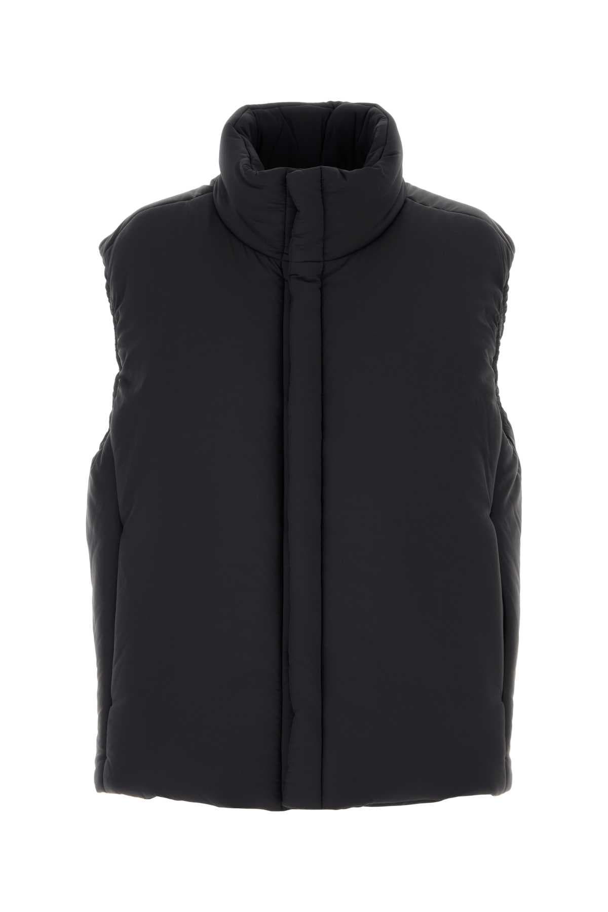 Black nylon sleeveless jacket