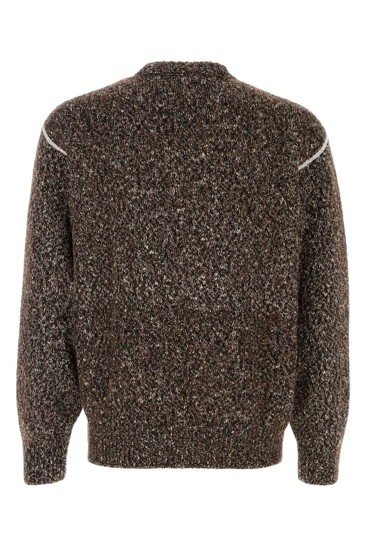 Melange brown wool blend sweater - мініатюра 2