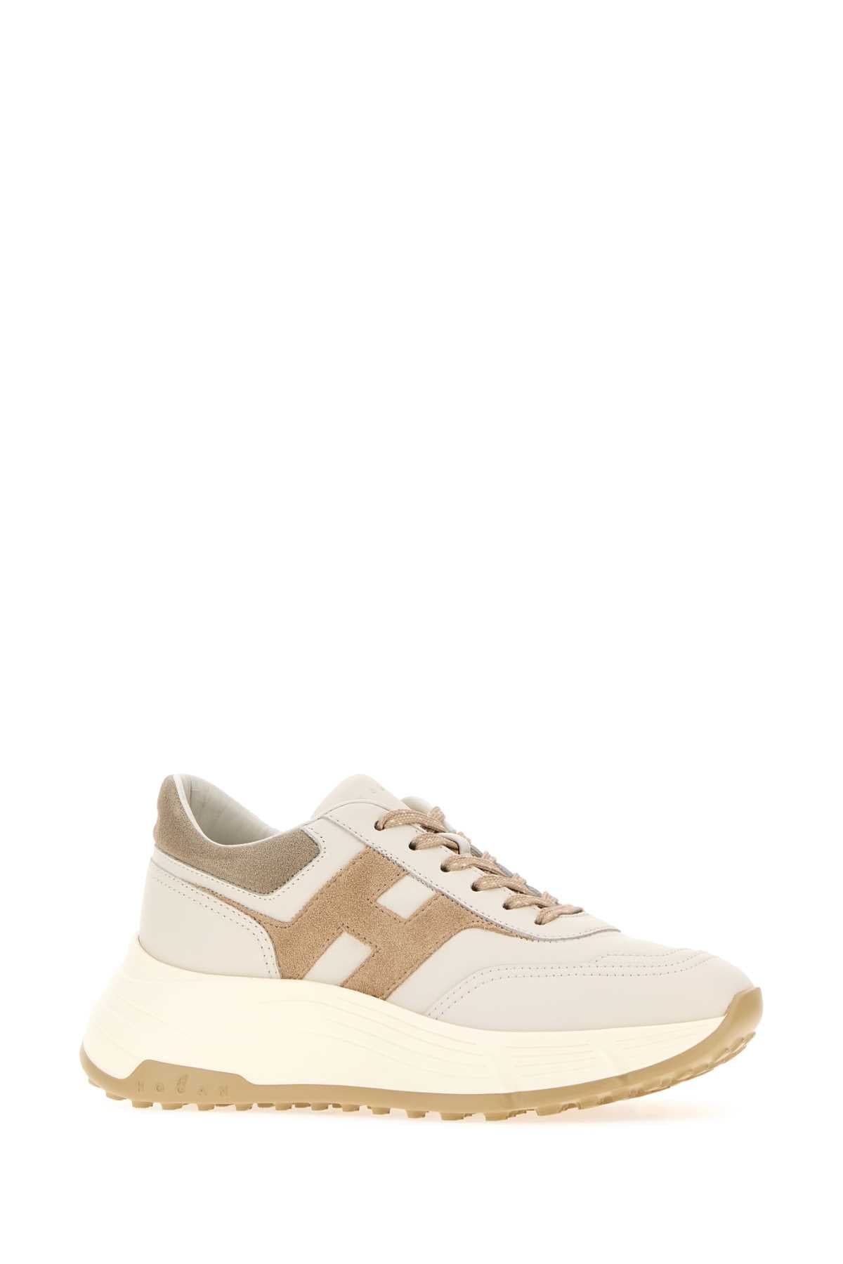 Beige leather H669 sneakers - мініатюра 2