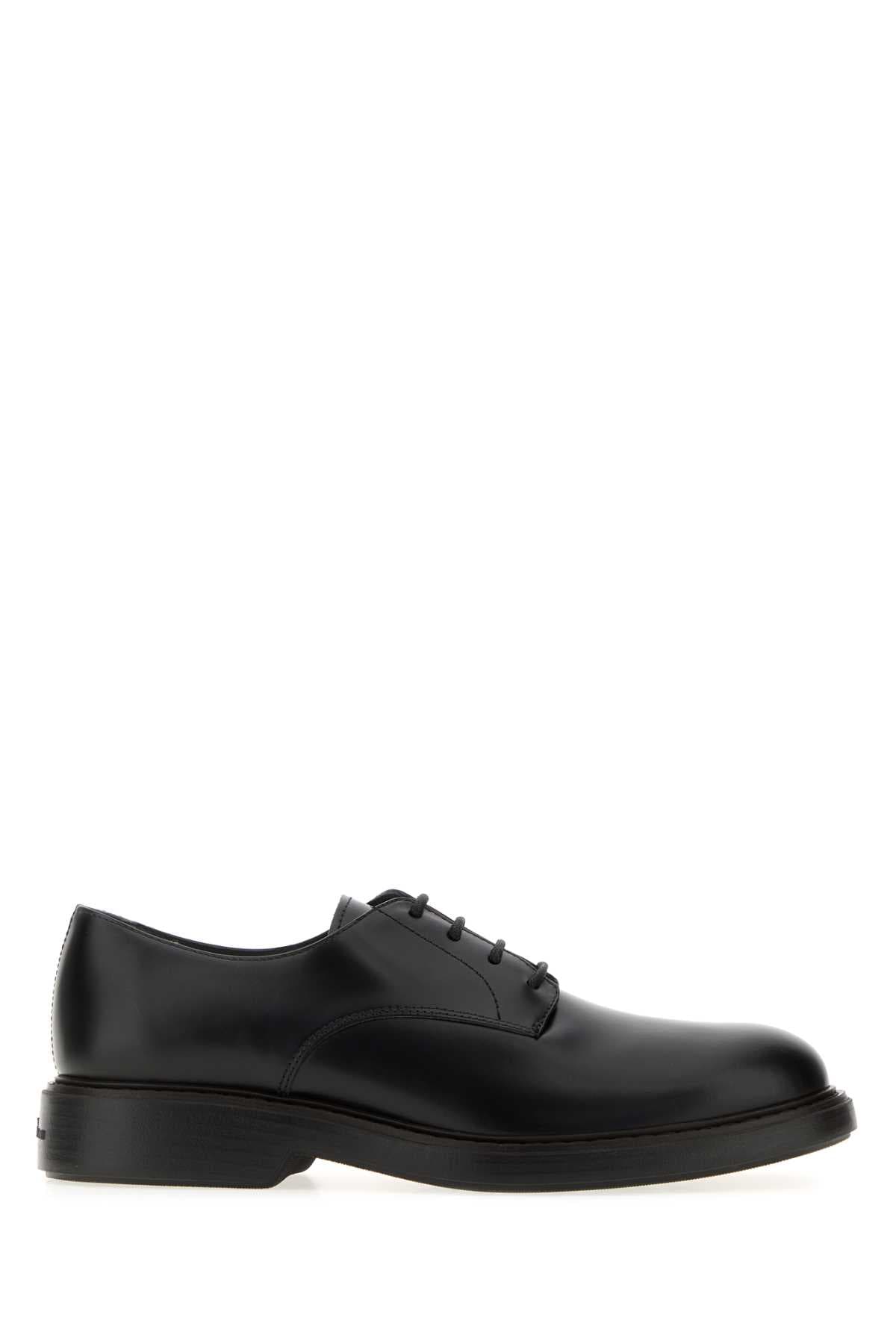 Black leather H704 lace-up shoes