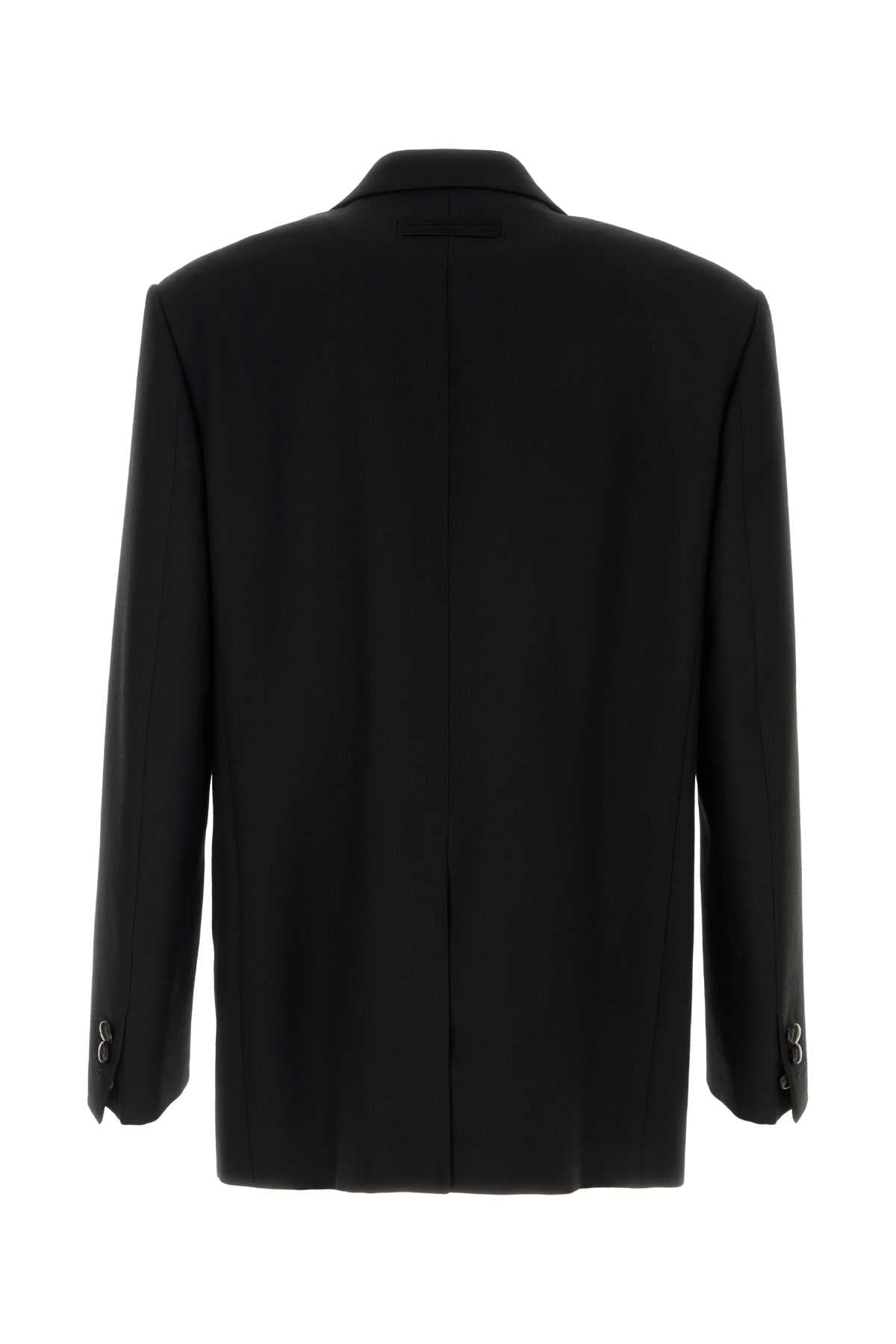 Black wool blend blazer - мініатюра 2