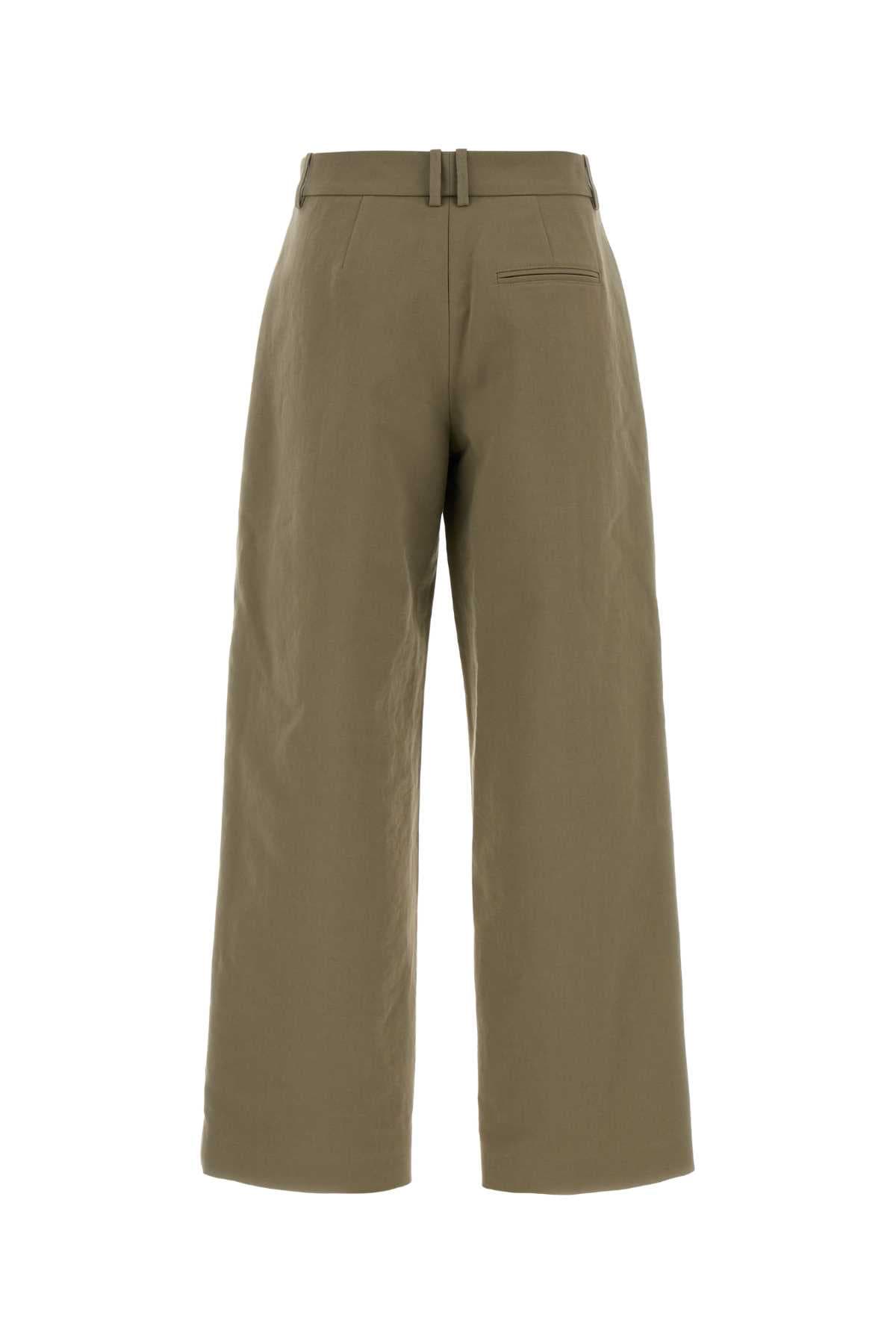Khaki cotton wide-leg pant - мініатюра 2