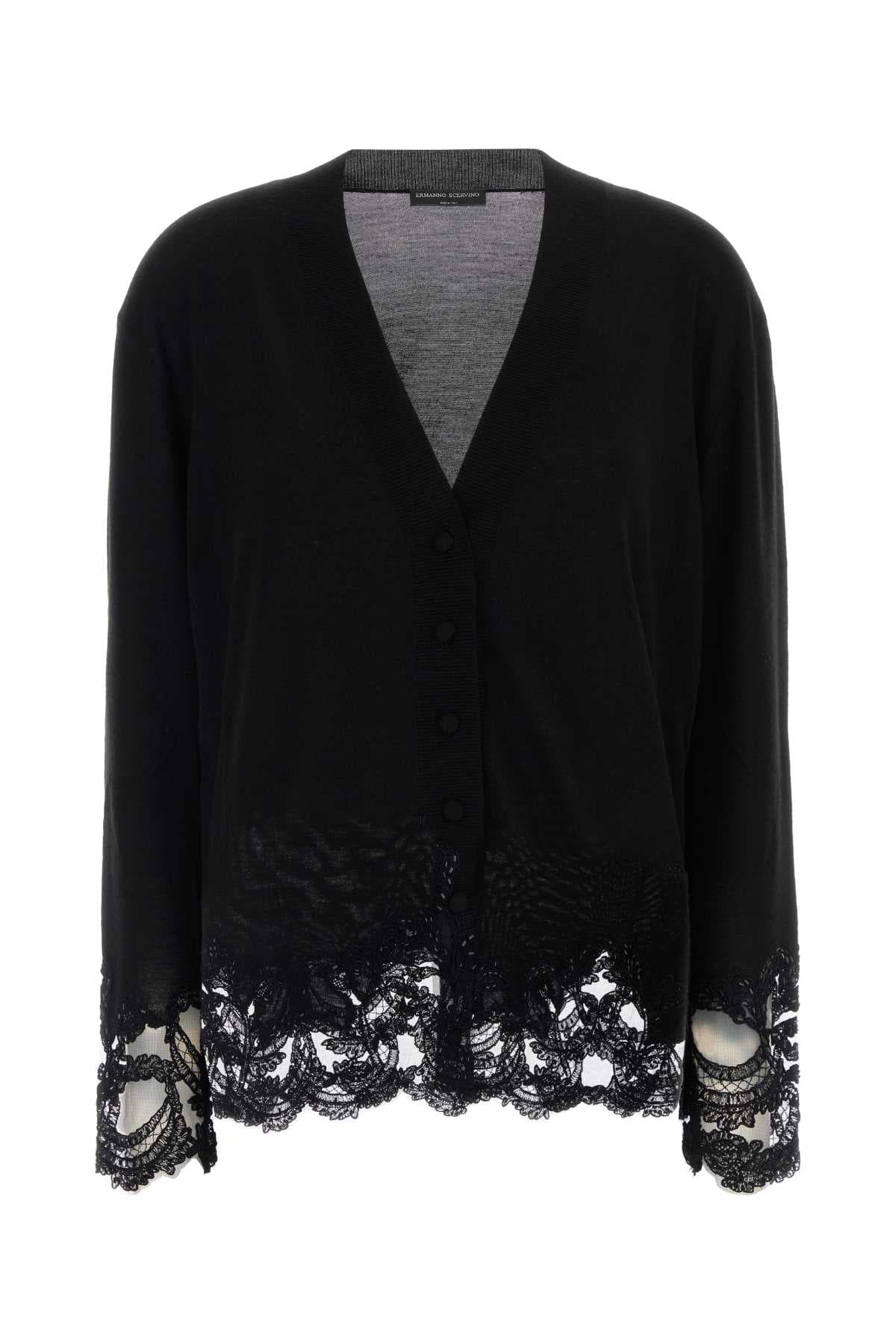 Black wool cardigan