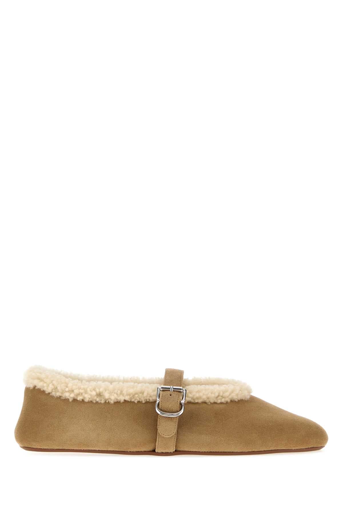 Beige suede ballerinas