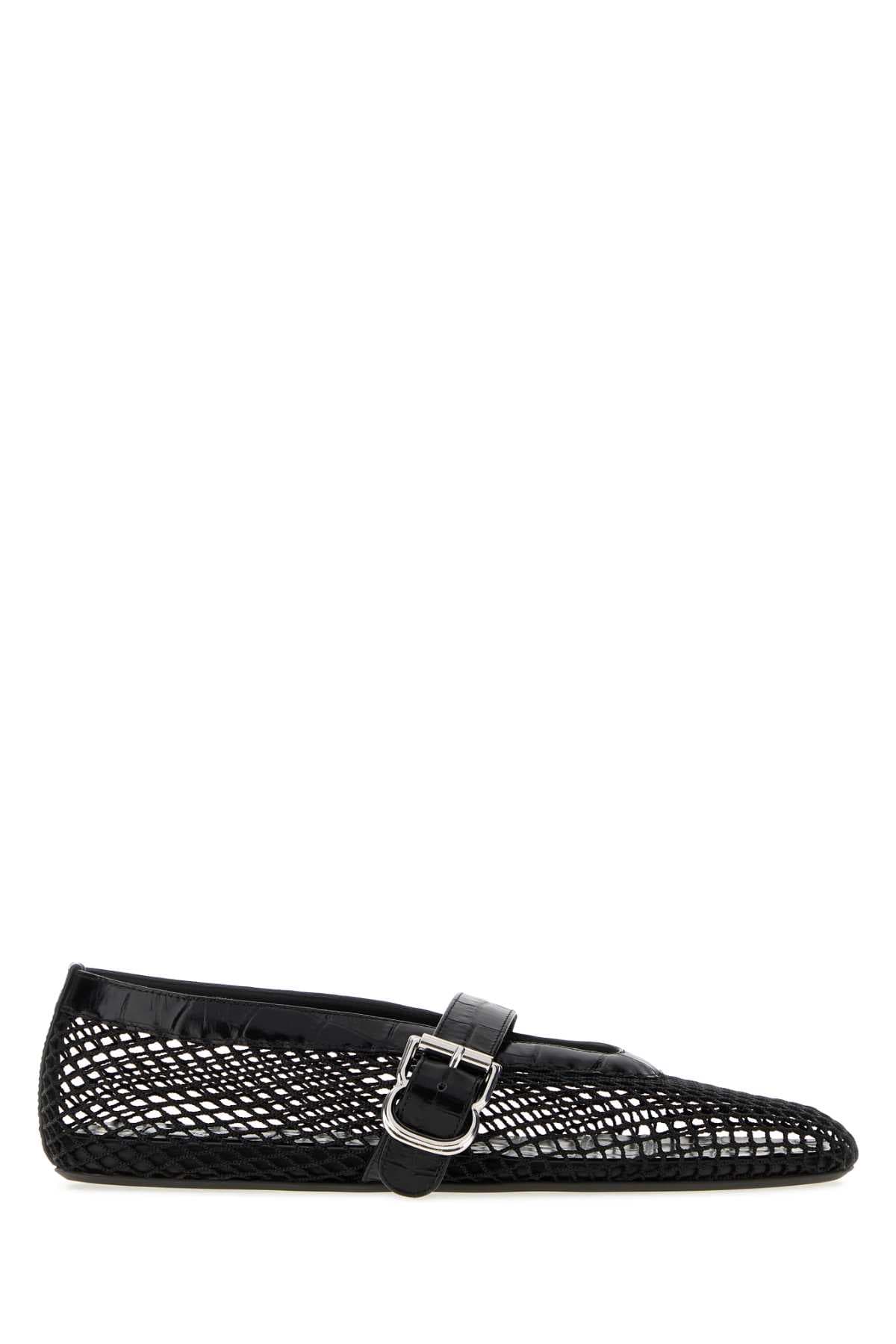 Black mesh ballerinas