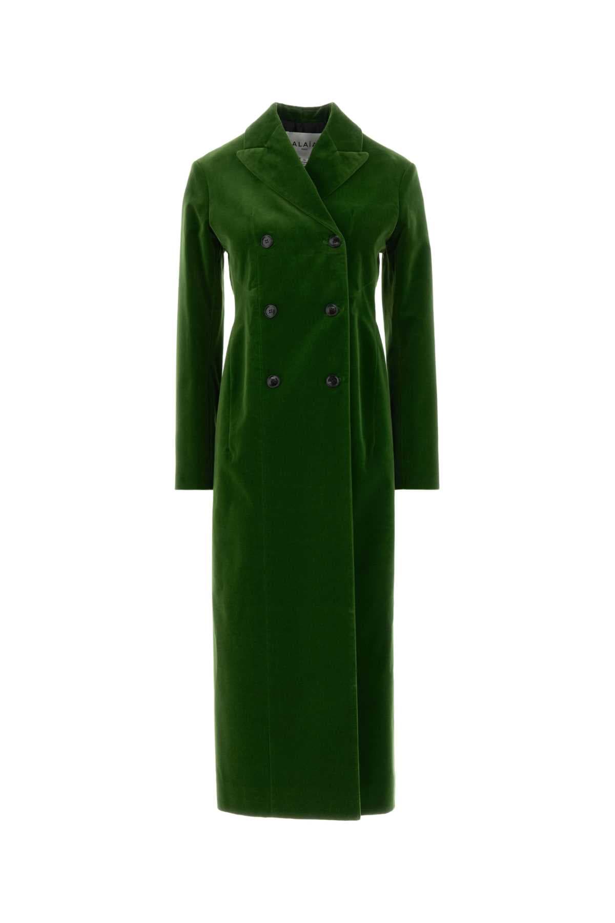 Grass green velvet coat